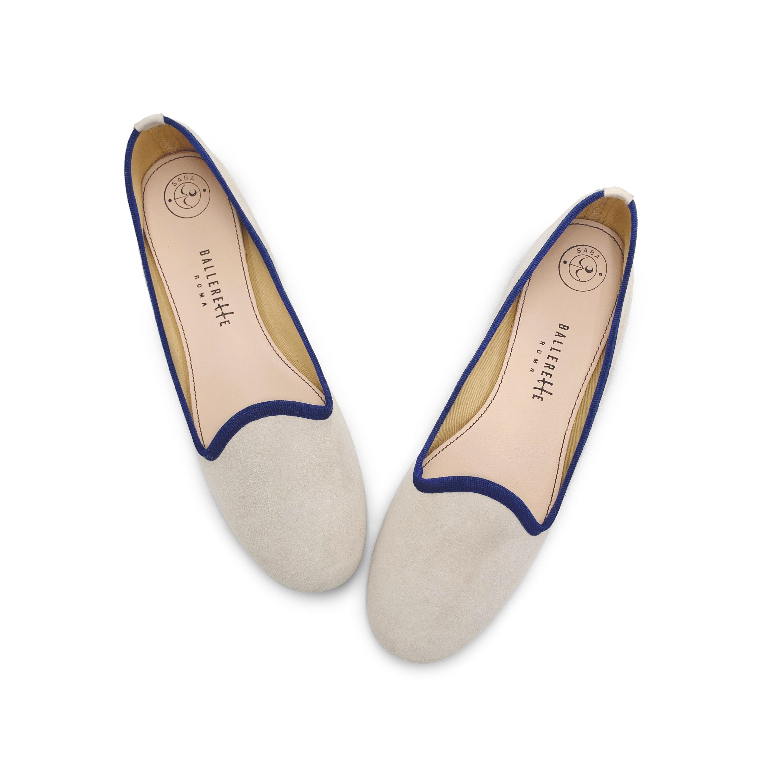 Women’s loafers in beige suede with blue details