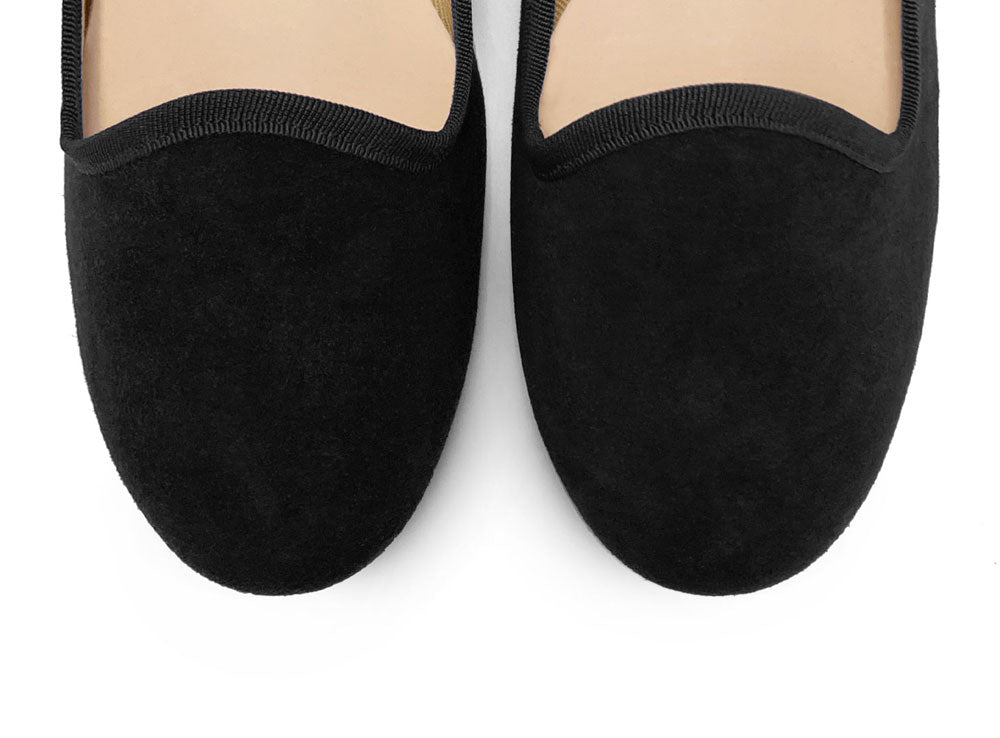 Black suede women's loafers