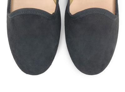 Gray women loafers in suede