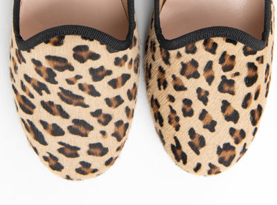 Leopard spotted calf hair women's loafers