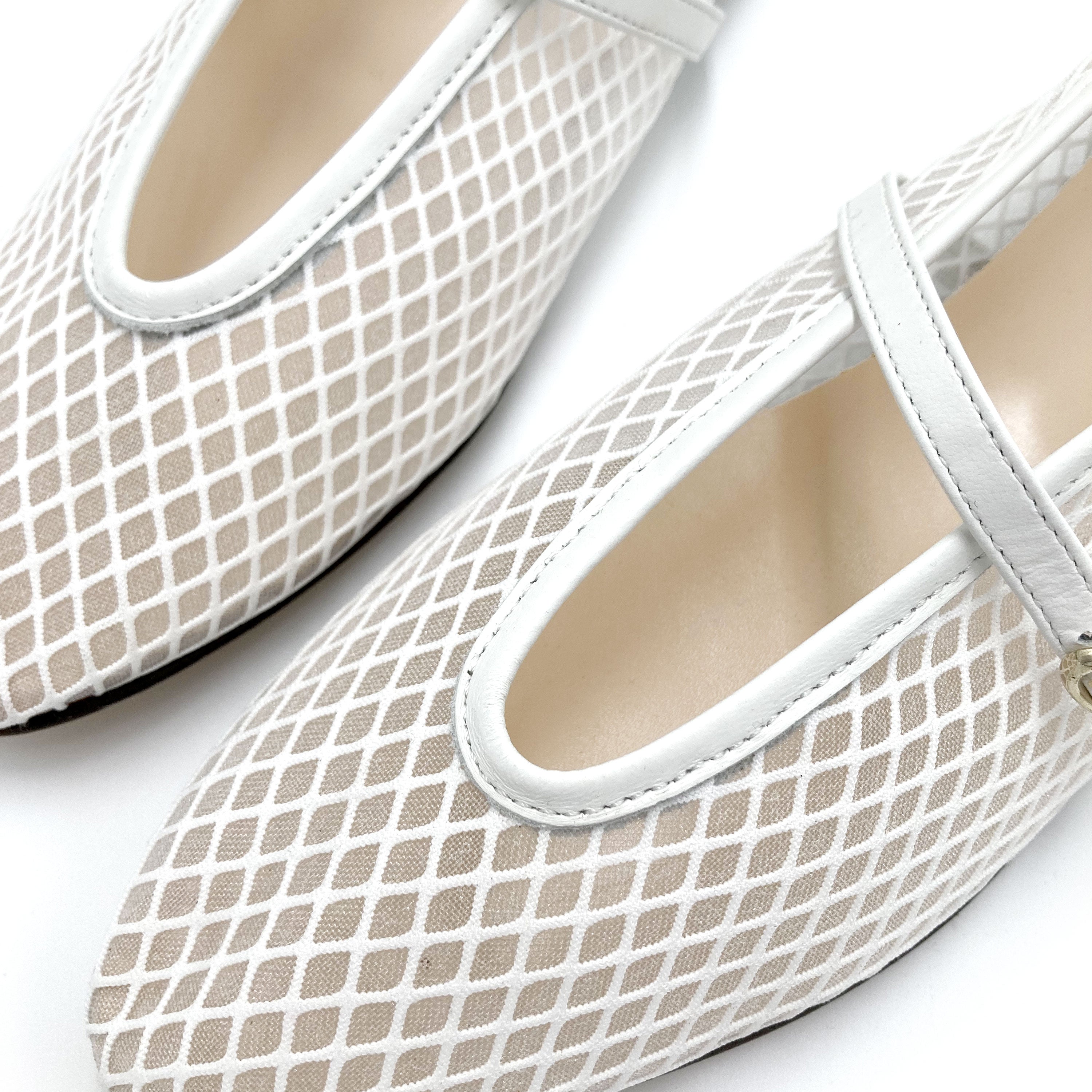 TT GO GREEN Collection - White transparent mesh ballet flats in eco recycled fabric