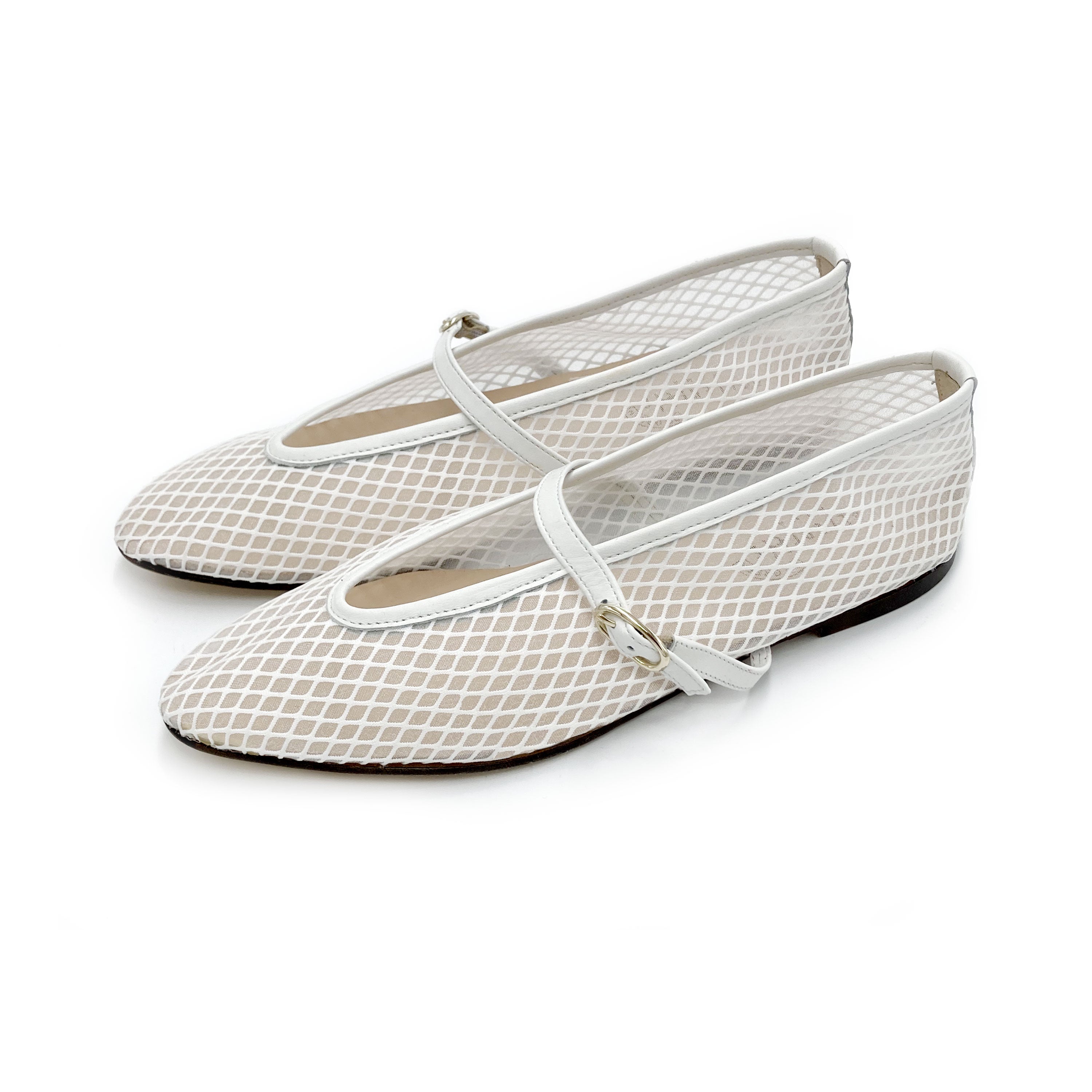 TT GO GREEN Collection - White transparent mesh ballet flats in eco recycled fabric