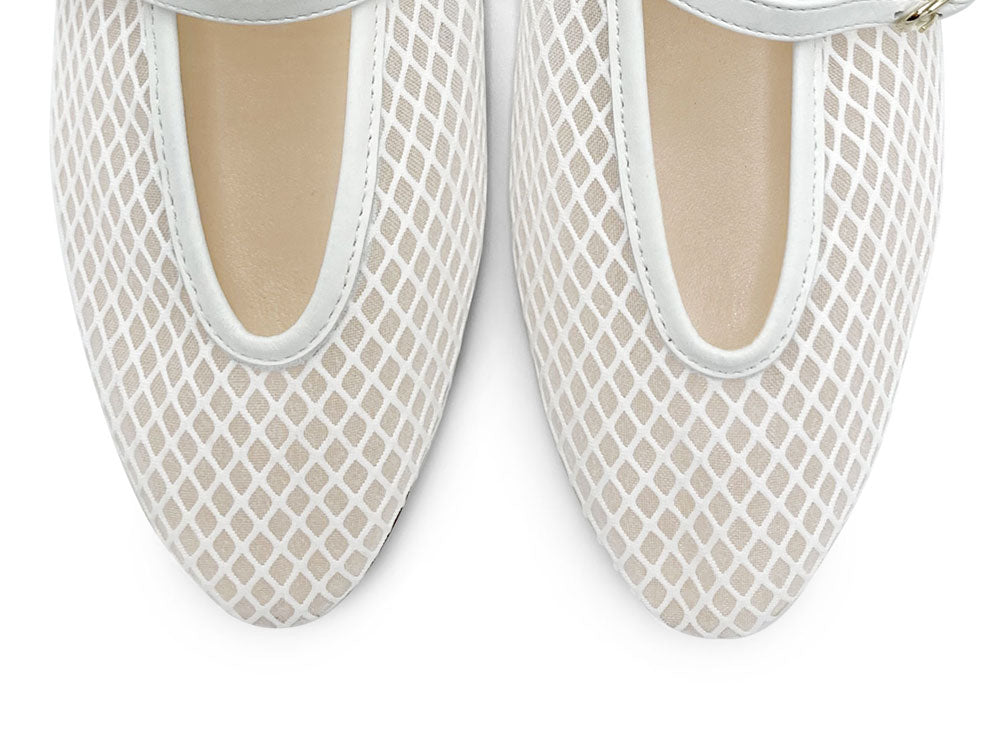TT GO GREEN Collection - White transparent mesh ballet flats in eco recycled fabric