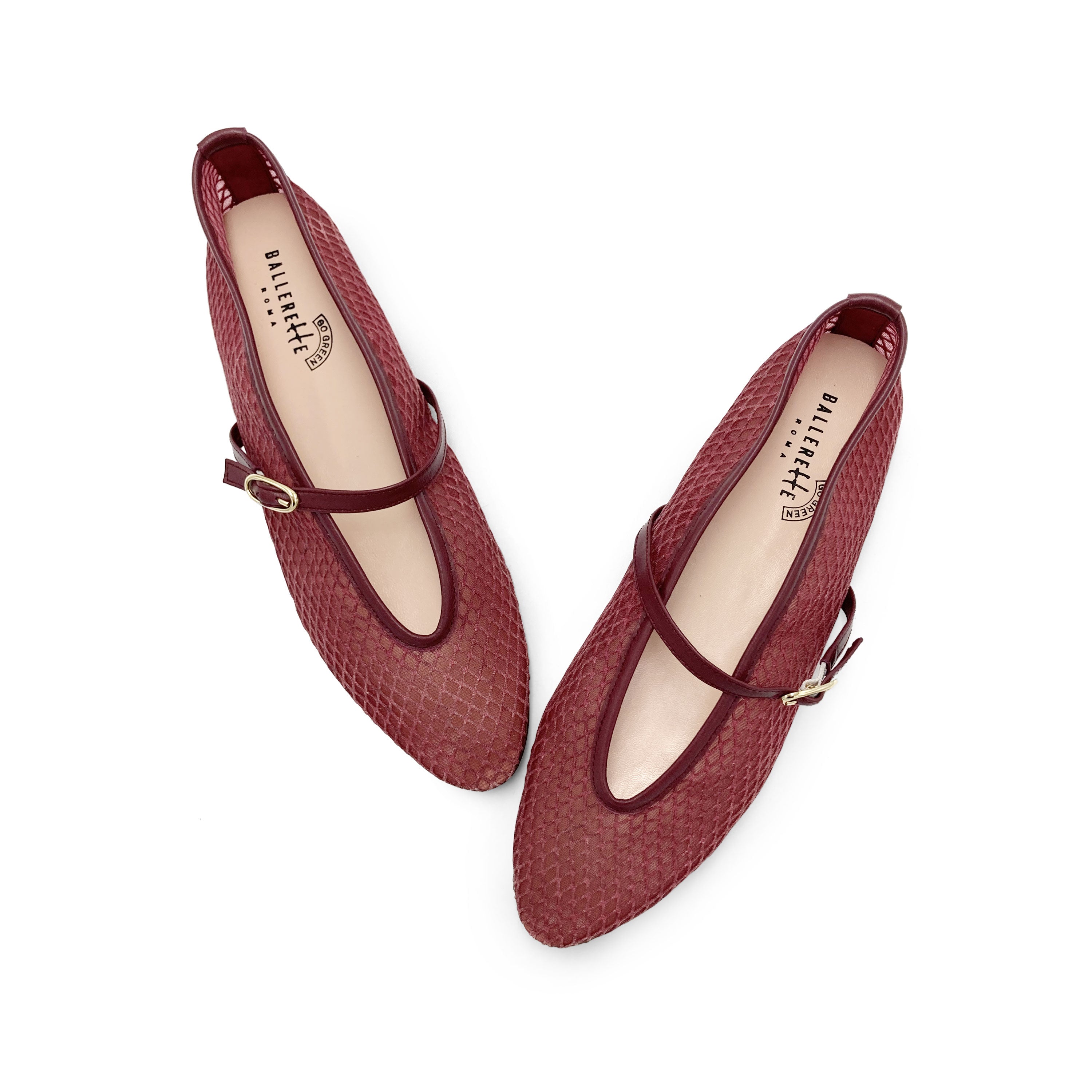 TT GO GREEN Collection - Plum transparent mesh ballet flats in eco recycled fabric