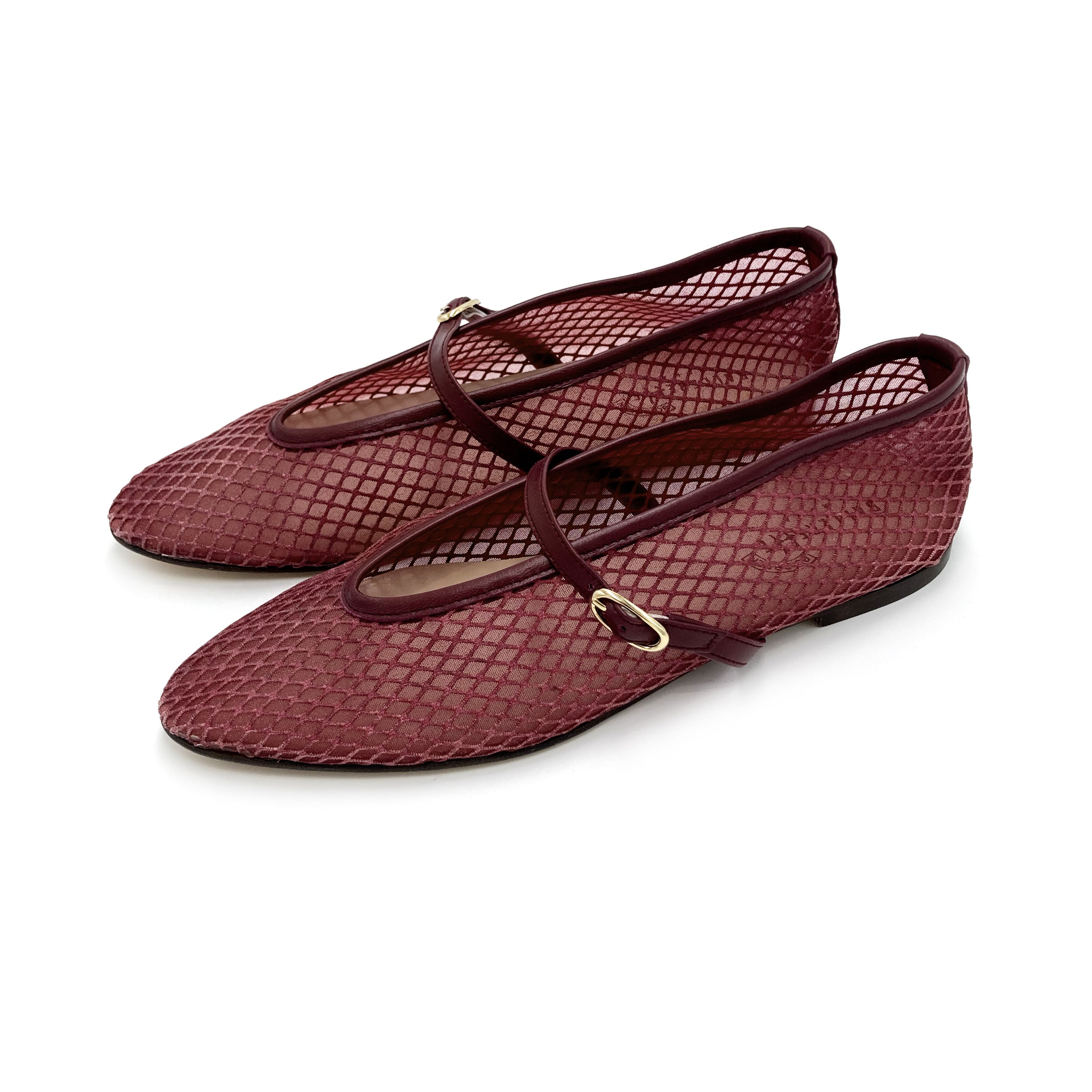 TT GO GREEN Collection - Plum transparent mesh ballet flats in eco recycled fabric