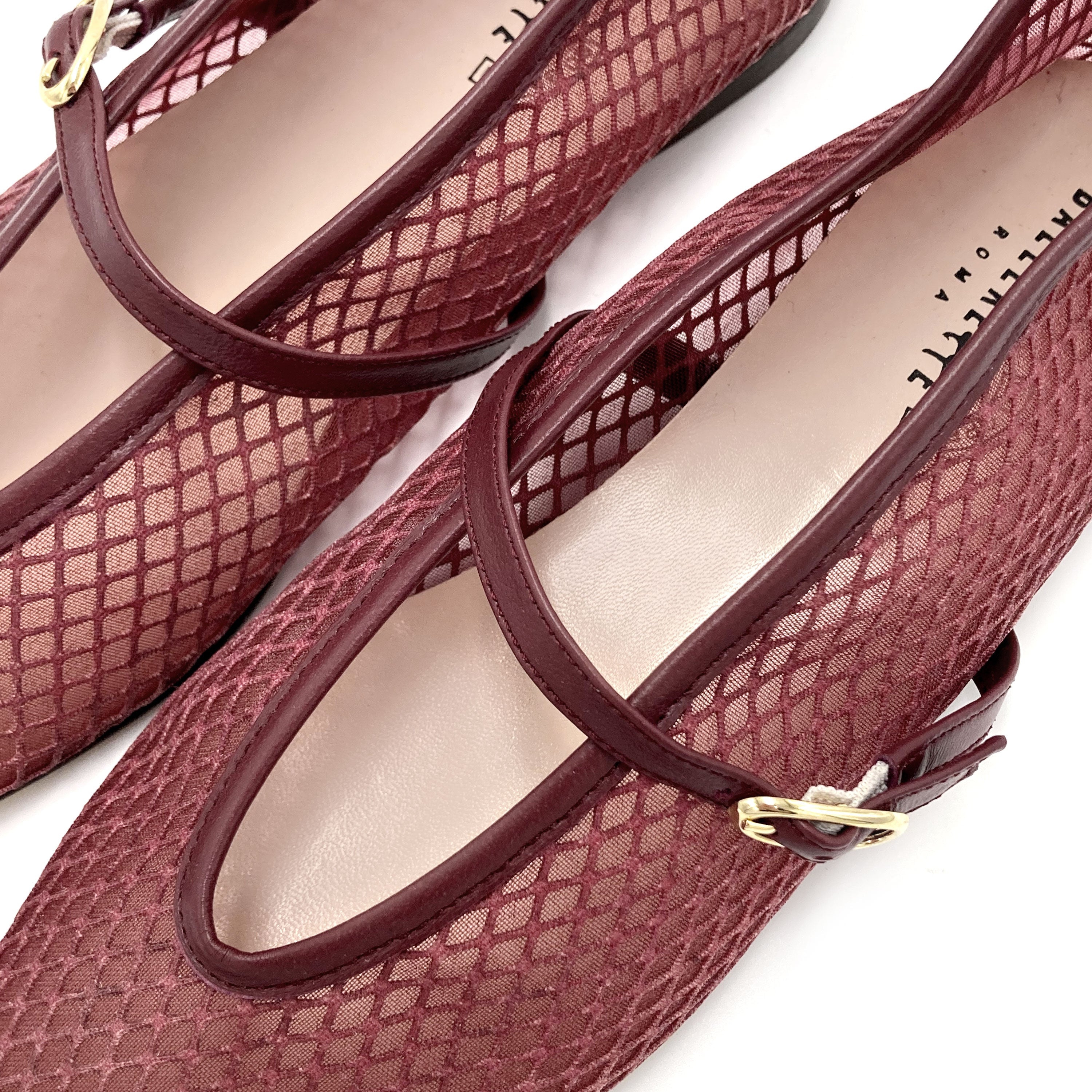 TT GO GREEN Collection - Plum transparent mesh ballet flats in eco recycled fabric