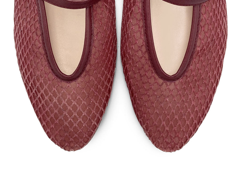 TT GO GREEN Collection - Plum transparent mesh ballet flats in eco recycled fabric
