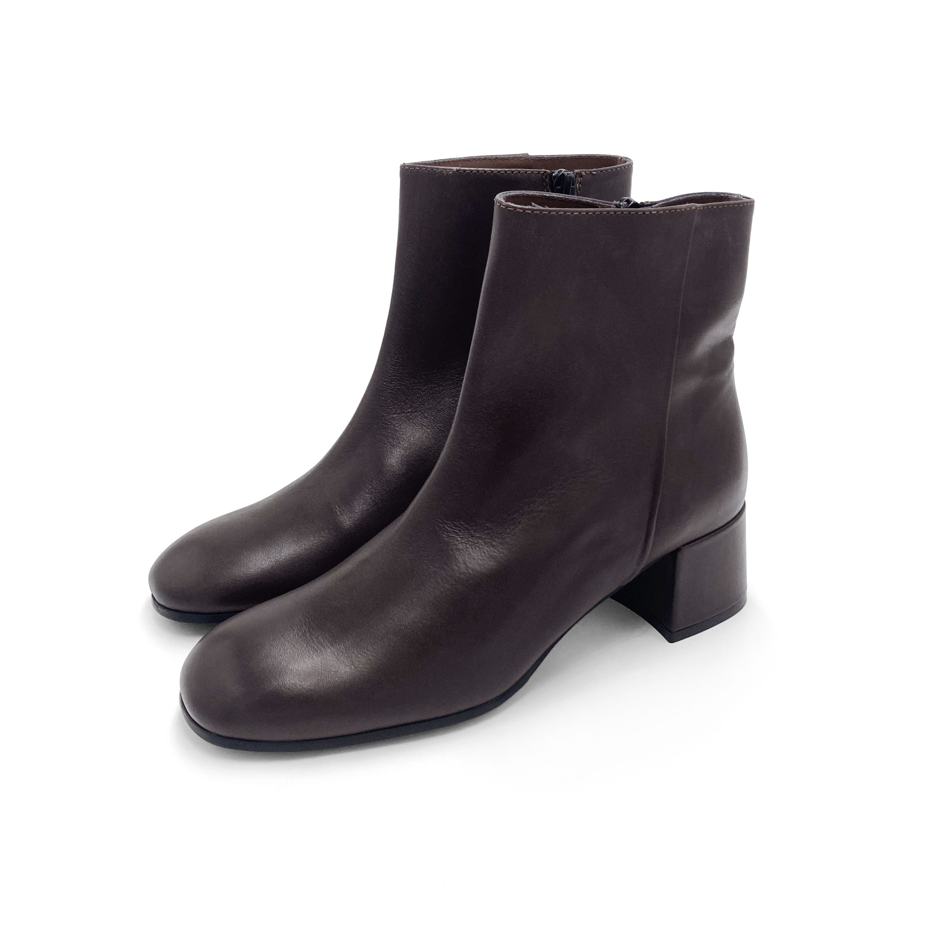 Comfortable brown ankle boots with heels