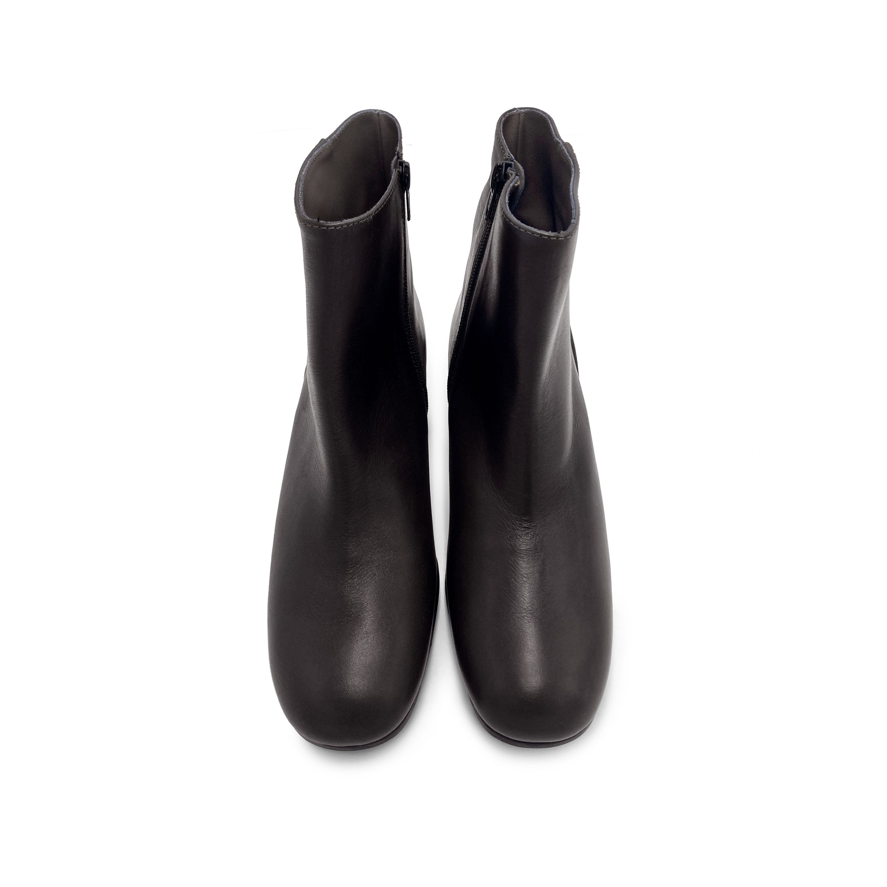 Comfortable brown ankle boots with heels