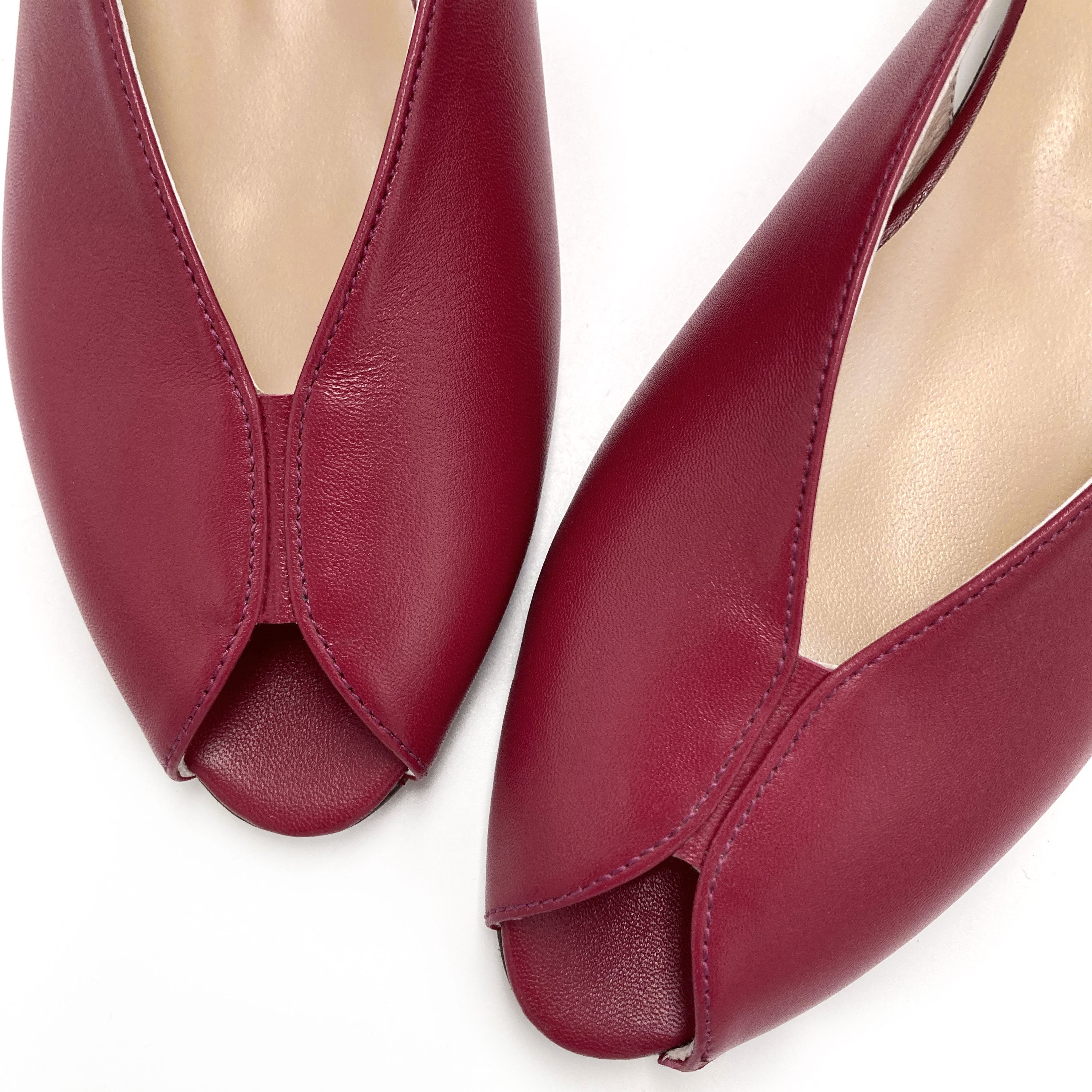 Fuchsia leather open-toe slingbacks