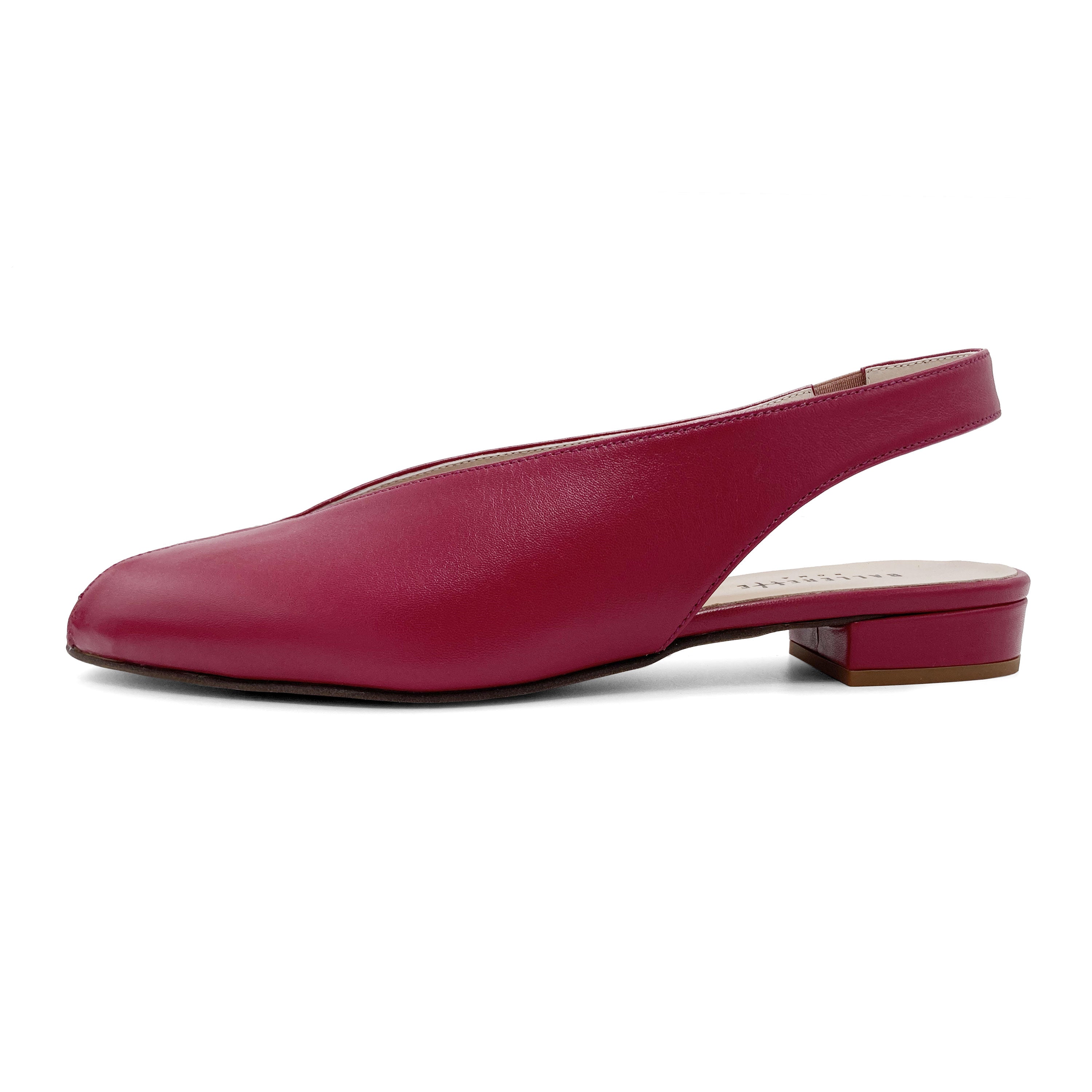 Fuchsia leather open-toe slingbacks