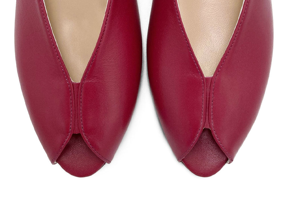 Fuchsia leather open-toe slingbacks