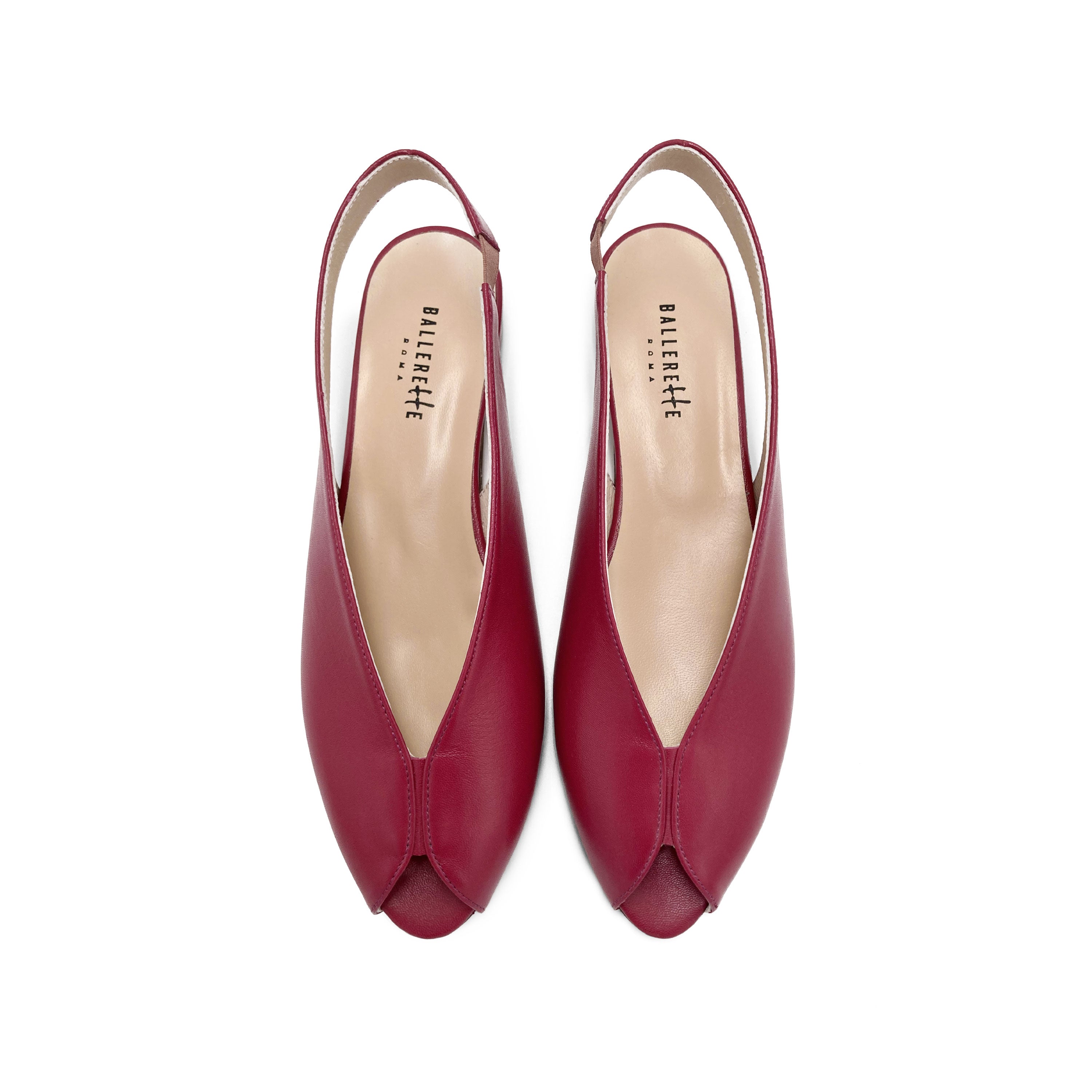 Fuchsia leather open-toe slingbacks