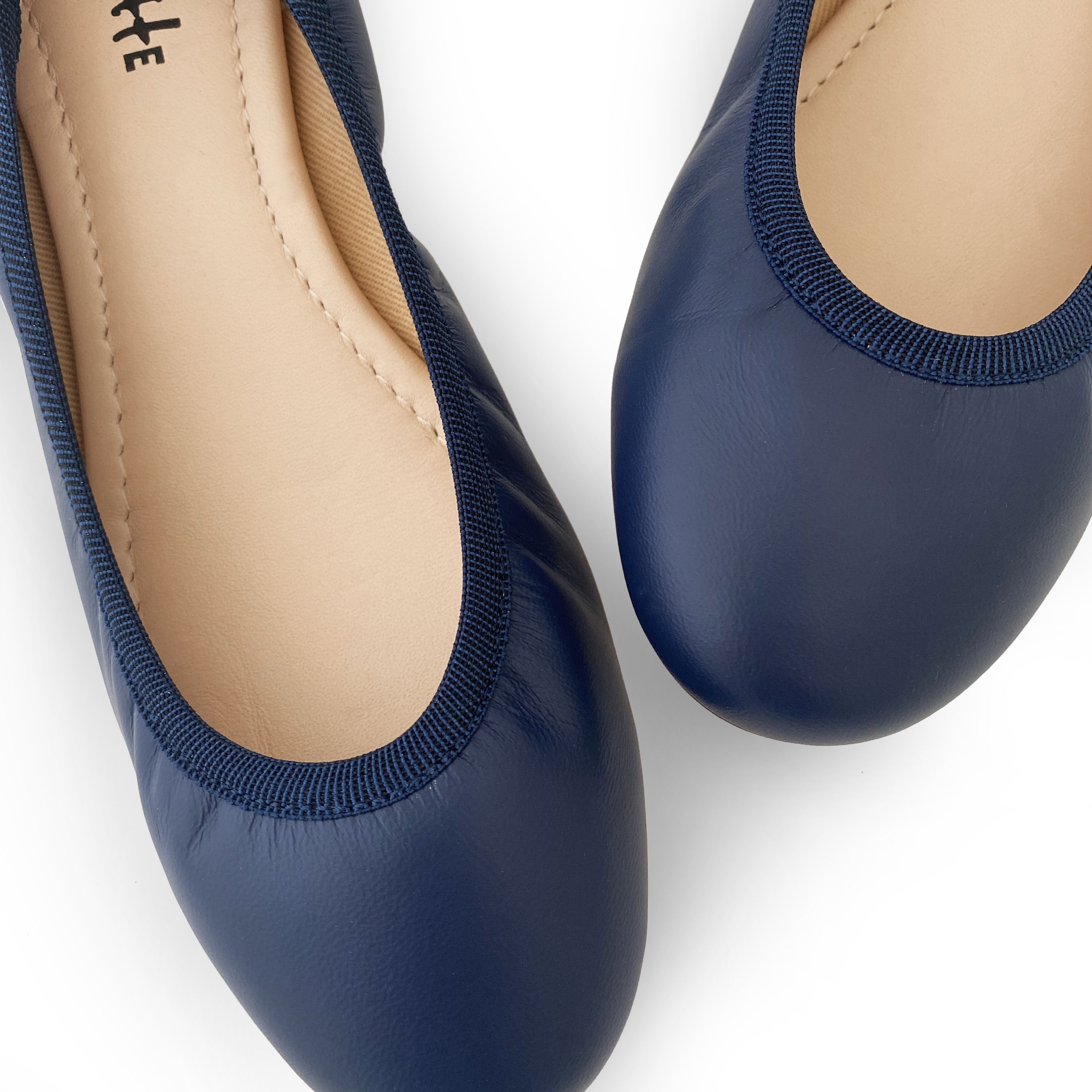 Blue ballet flats with elastic