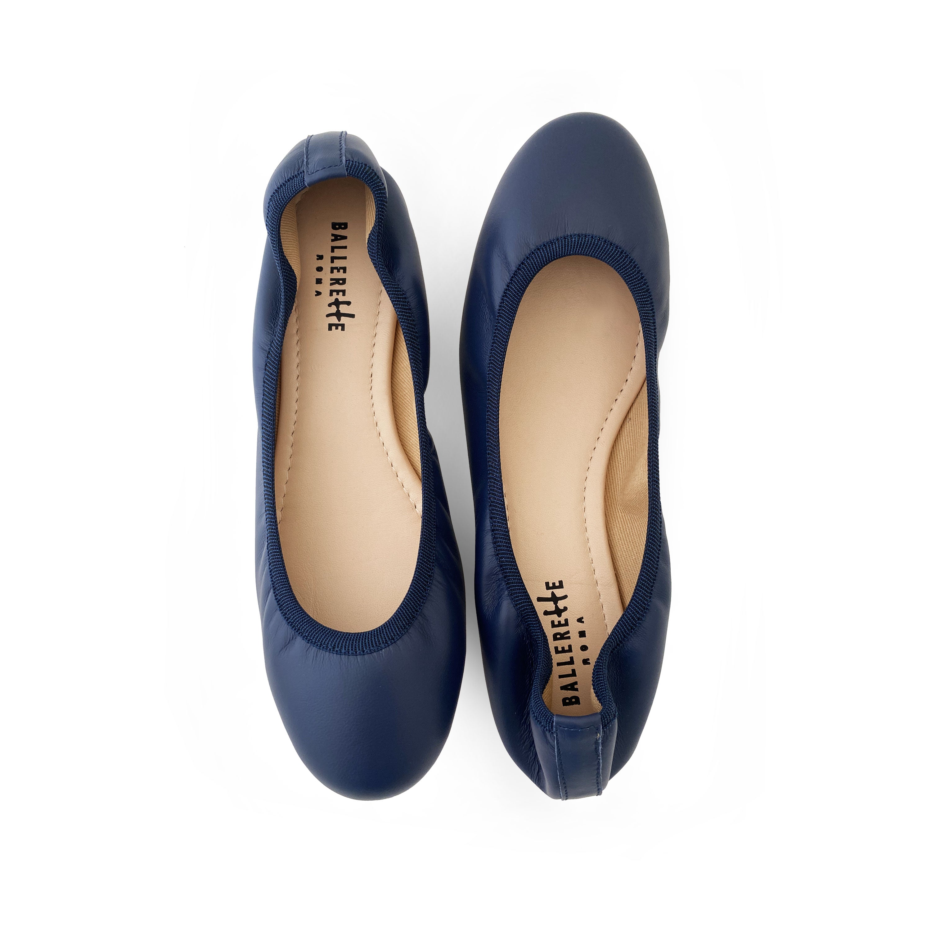 Blue ballet flats with elastic