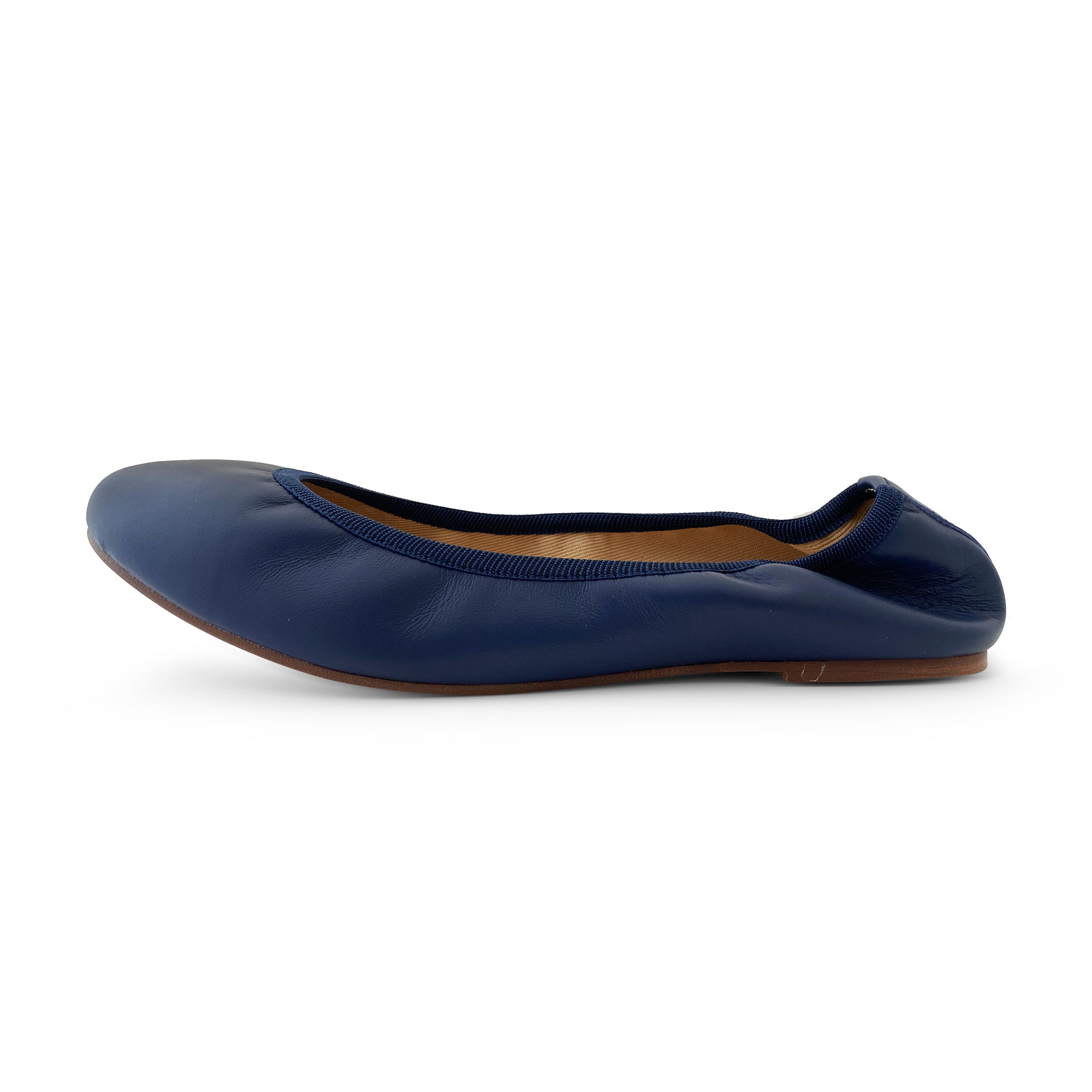 Blue ballet flats with elastic