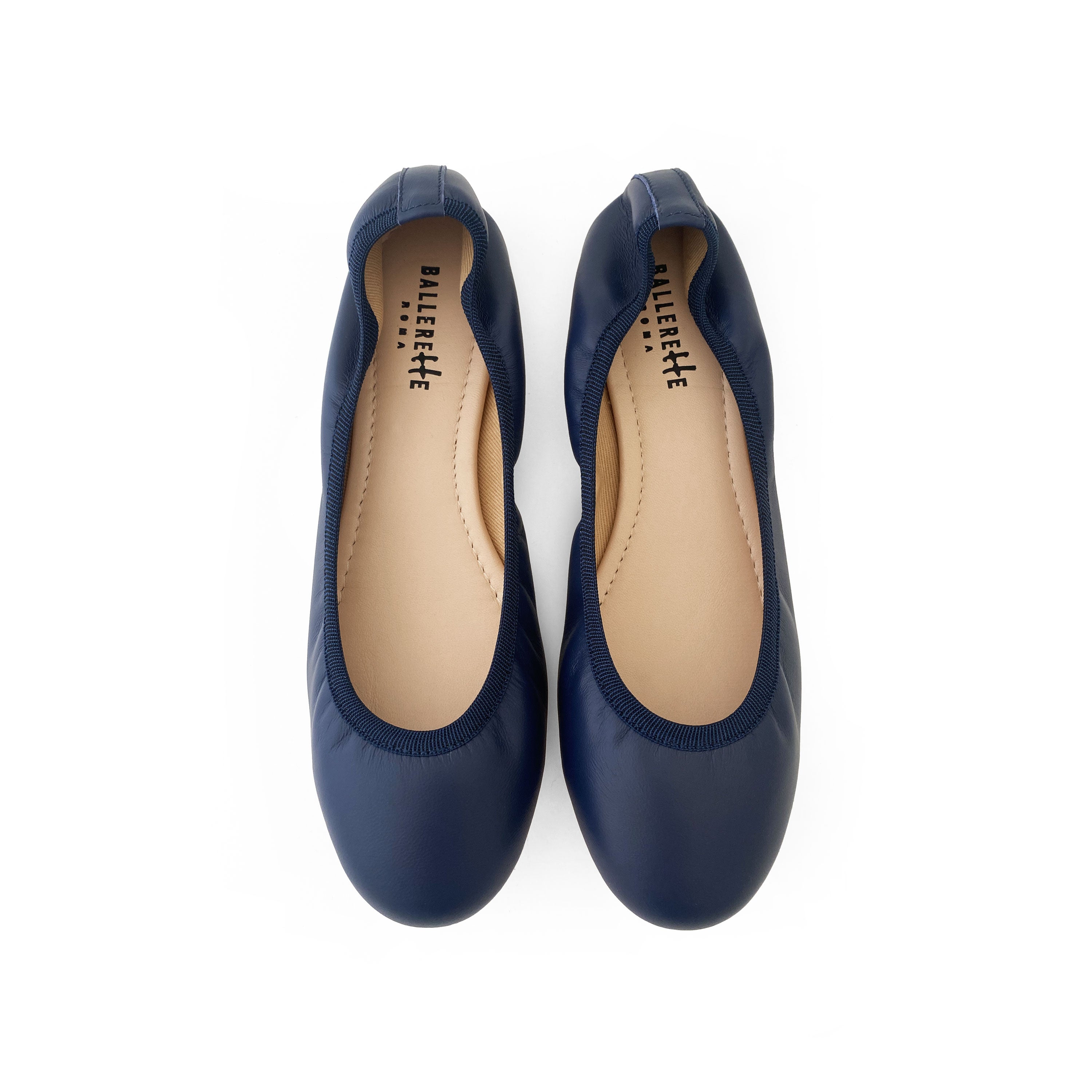 Blue ballet flats with elastic