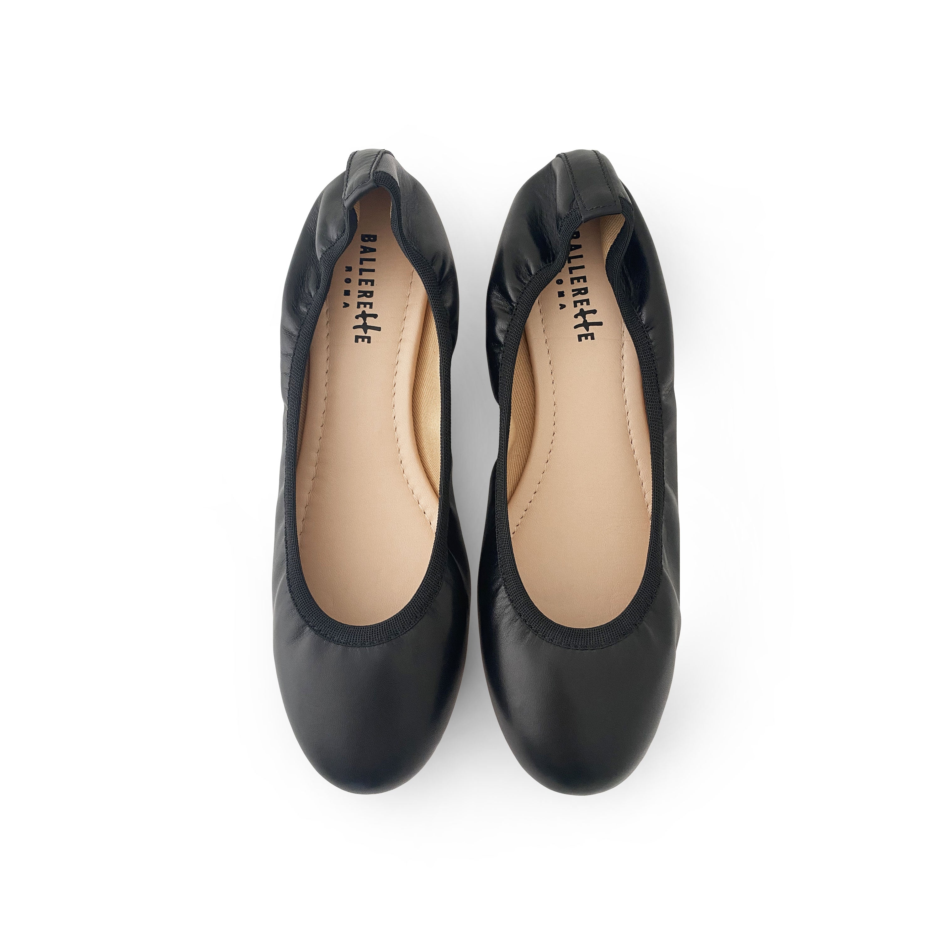 Black ballet flats with elastic