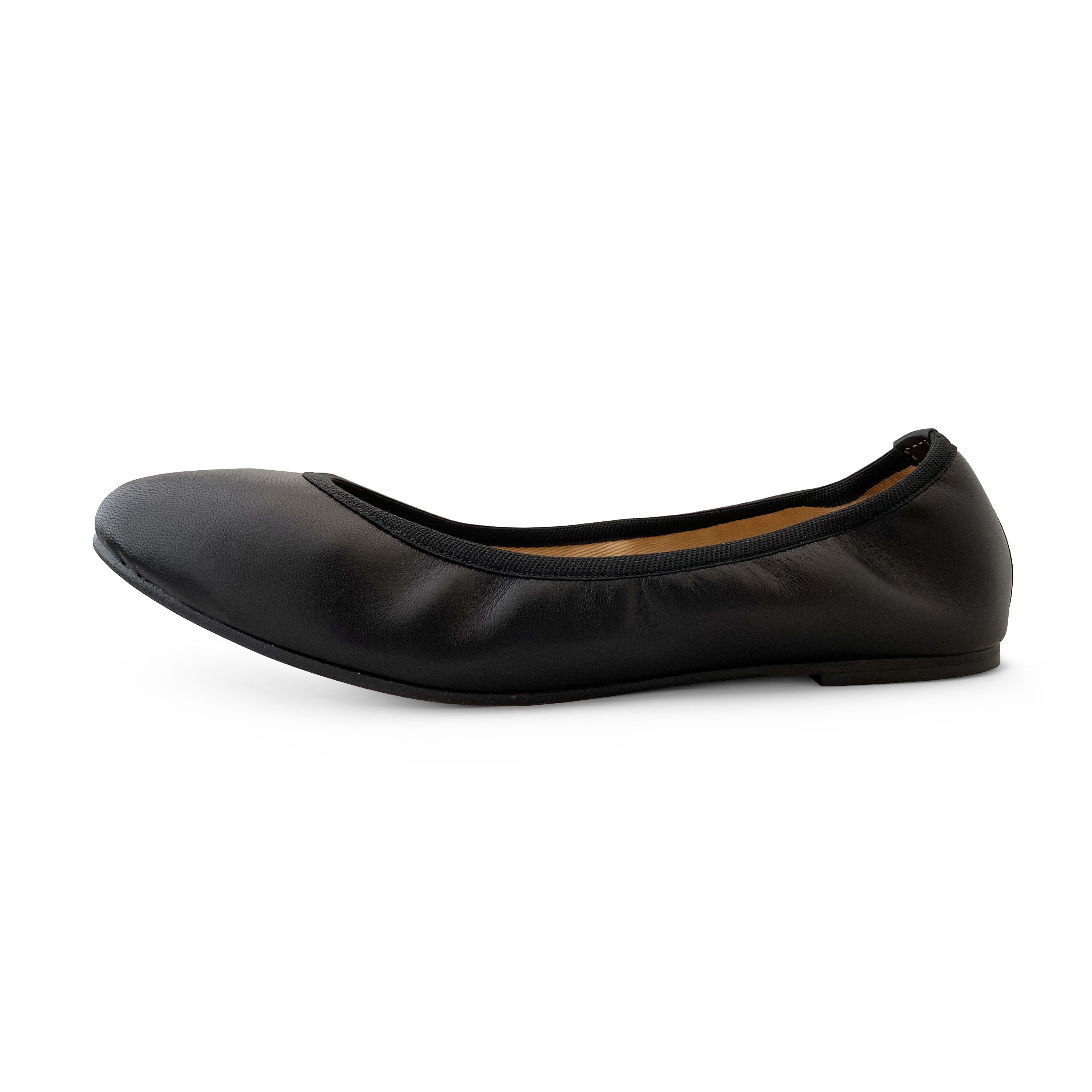 Black ballet flats with elastic