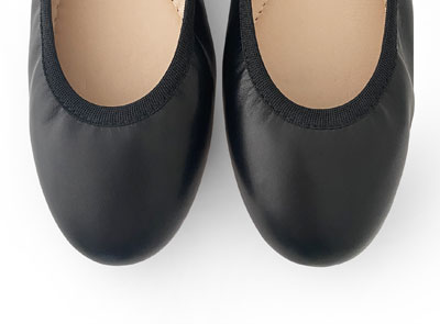 Black ballet flats with elastic