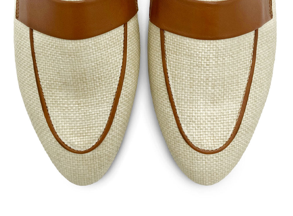 Women's summer moccasin in beige raffia