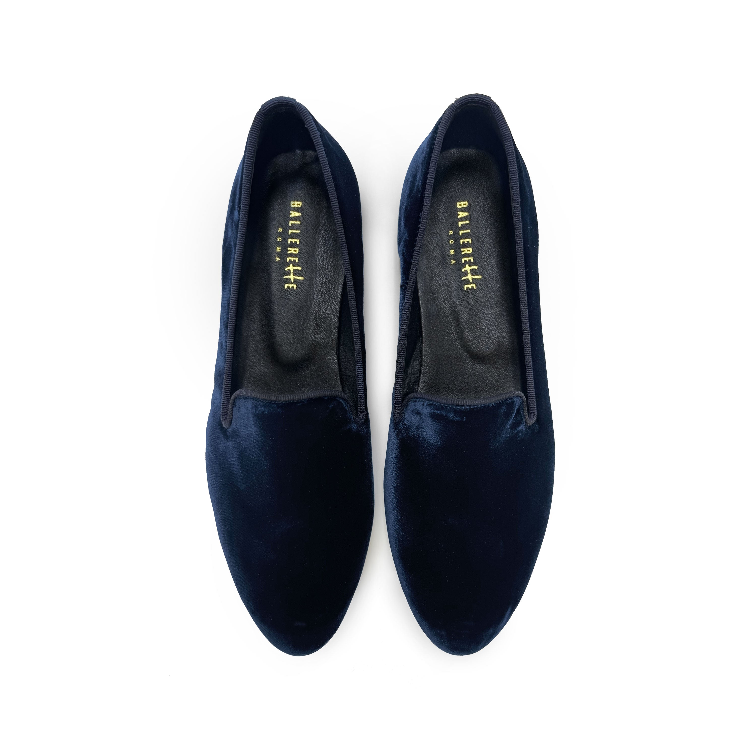 Blue velvet women's loafers