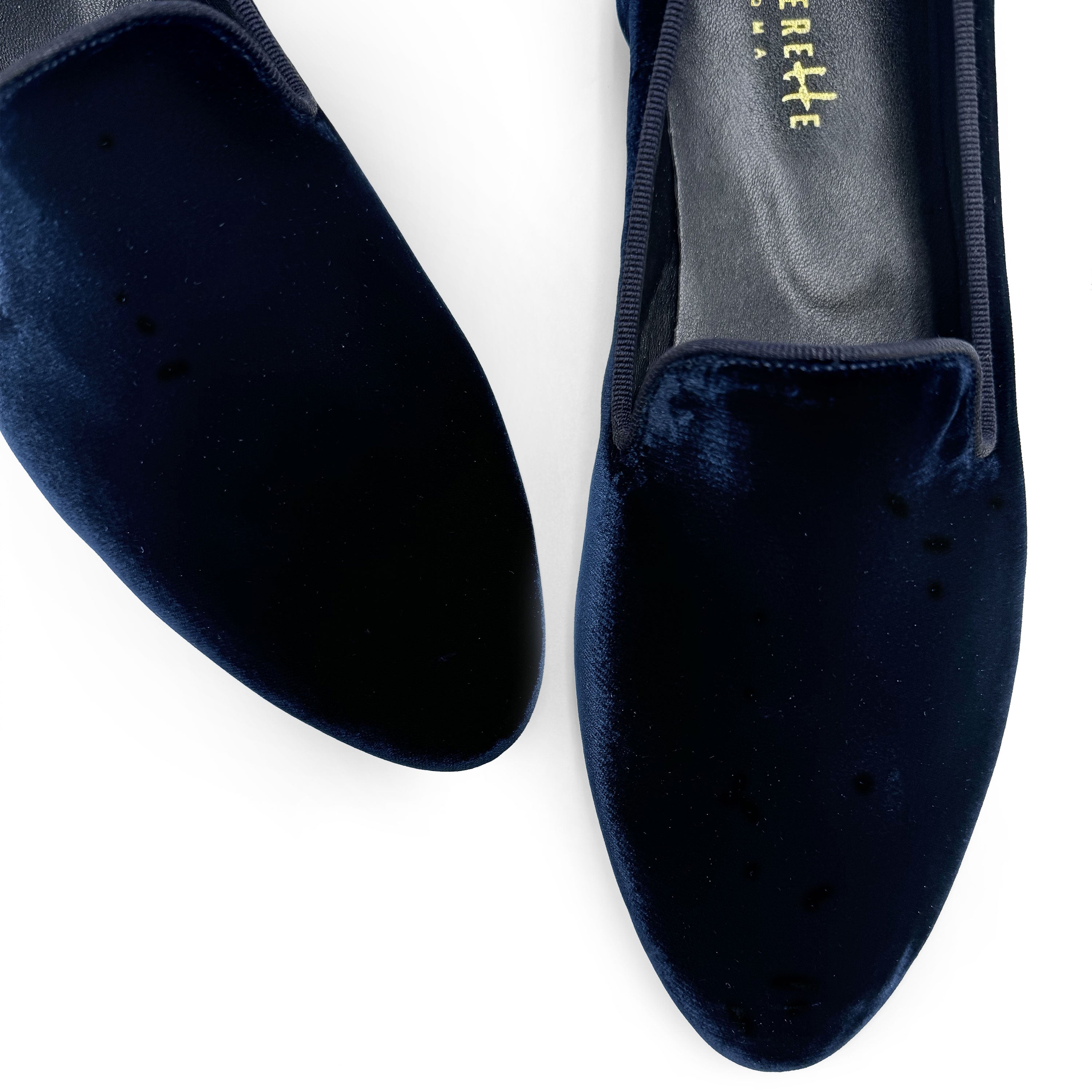 Blue velvet women's loafers