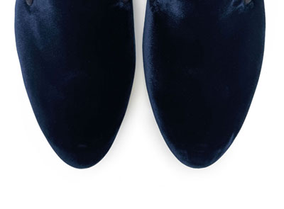 Blue velvet women's loafers