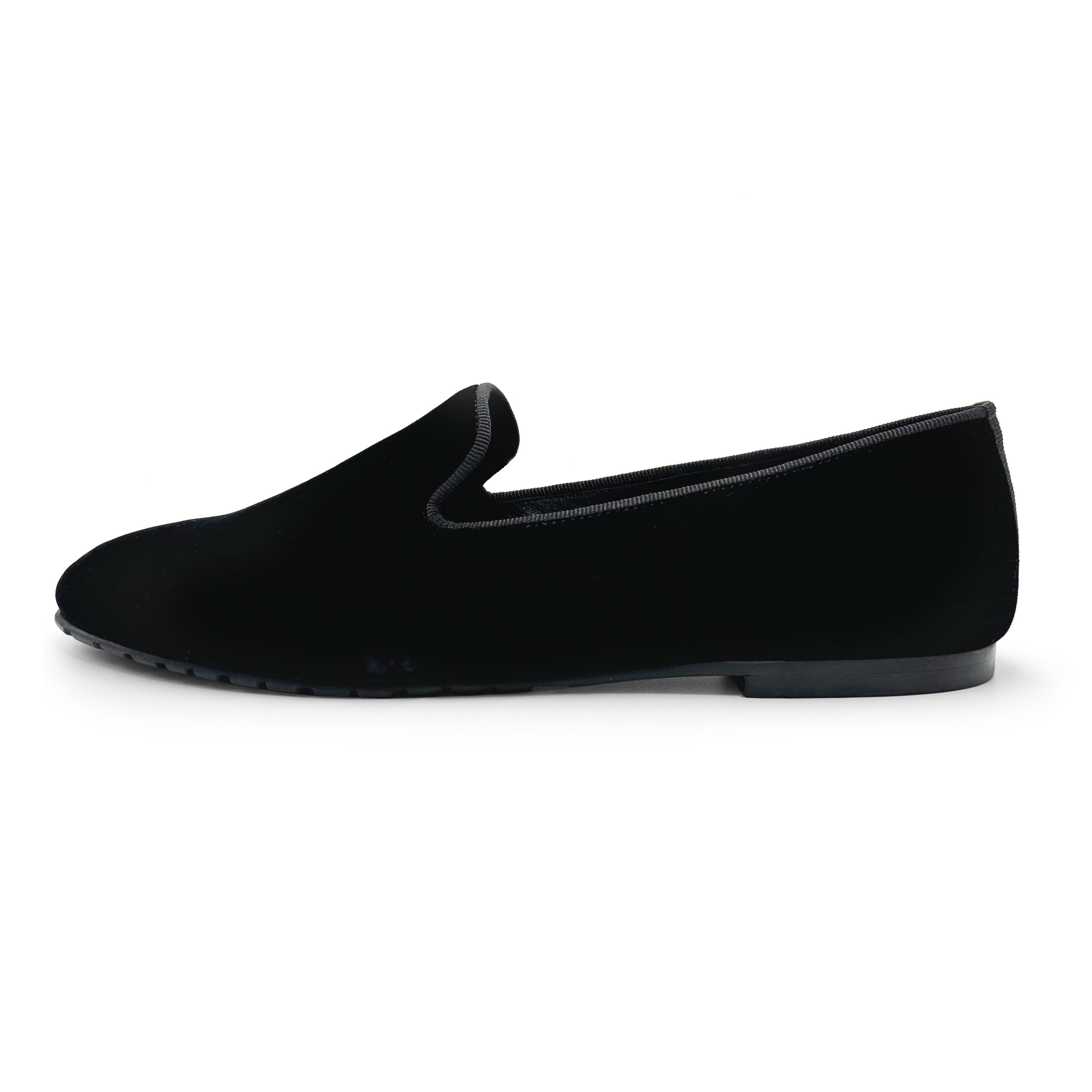 Black velvet women's loafers