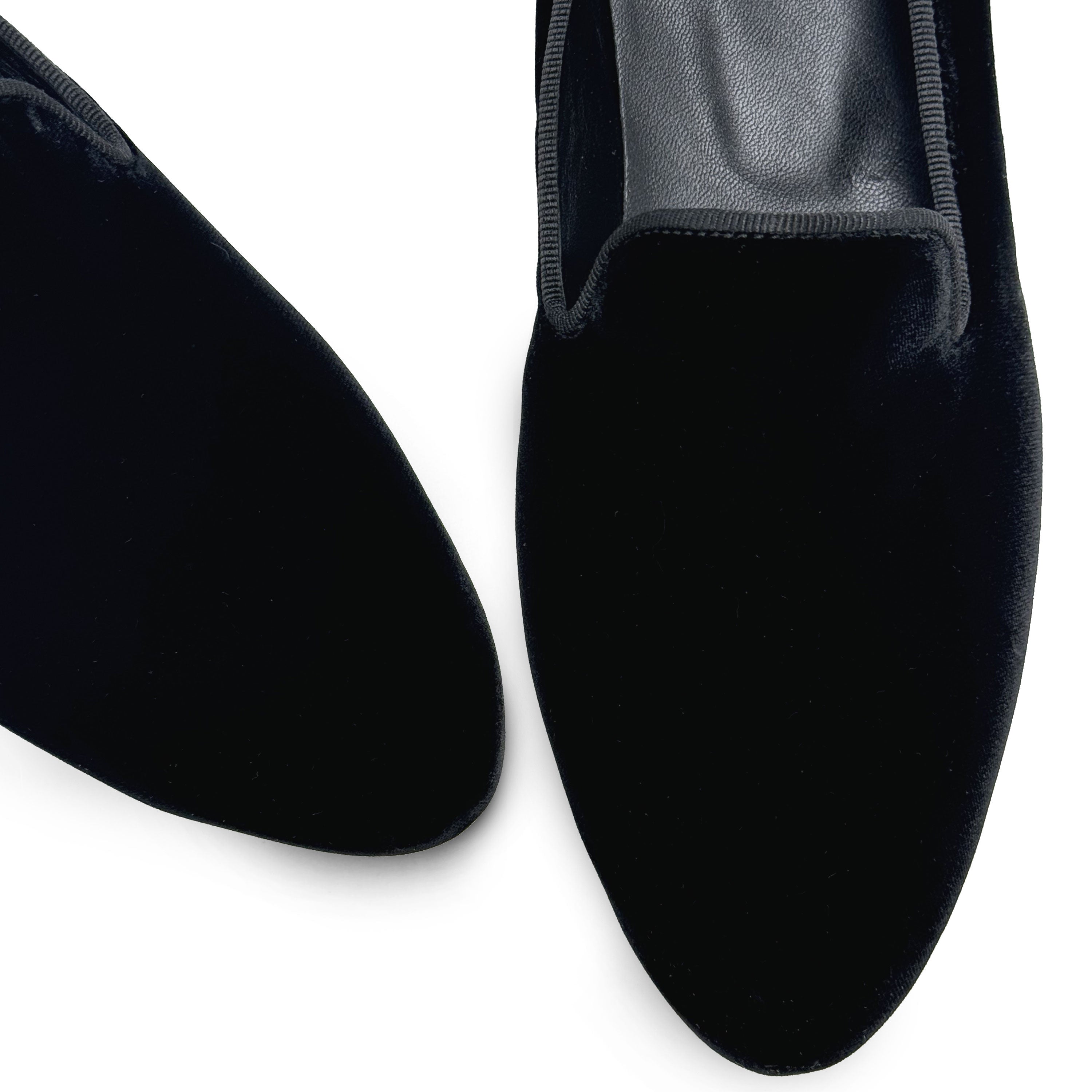 Black velvet women's loafers