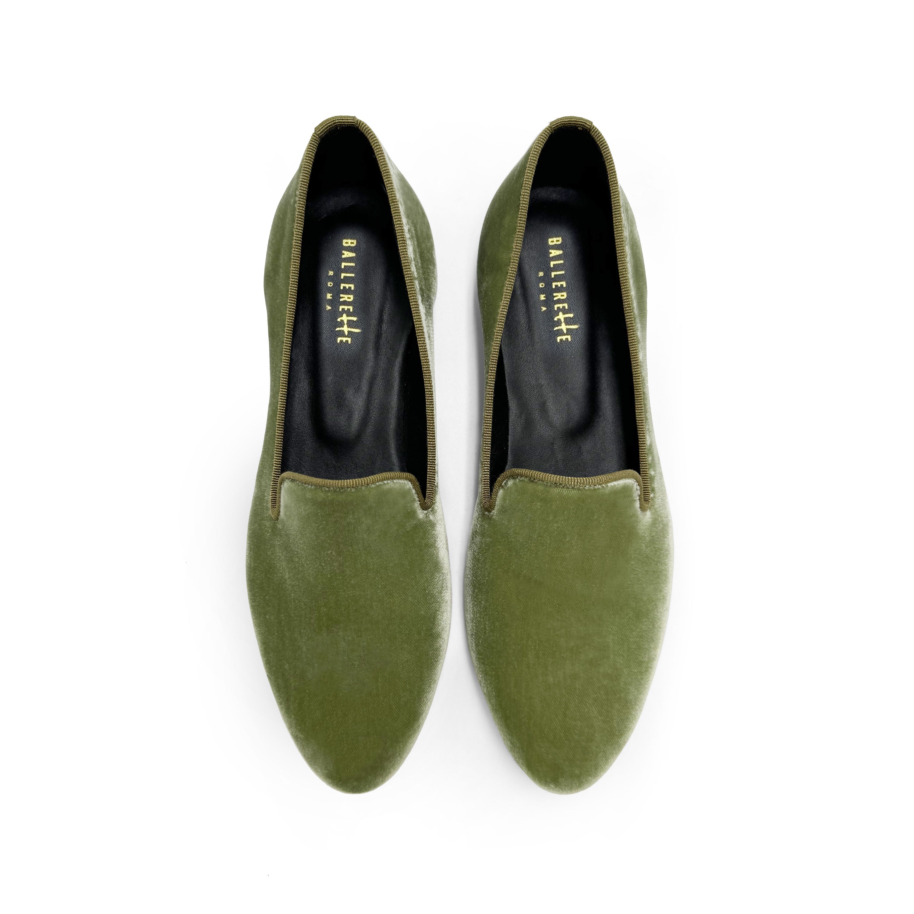 Green velvet women's loafers