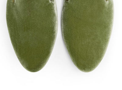 Green velvet women's loafers