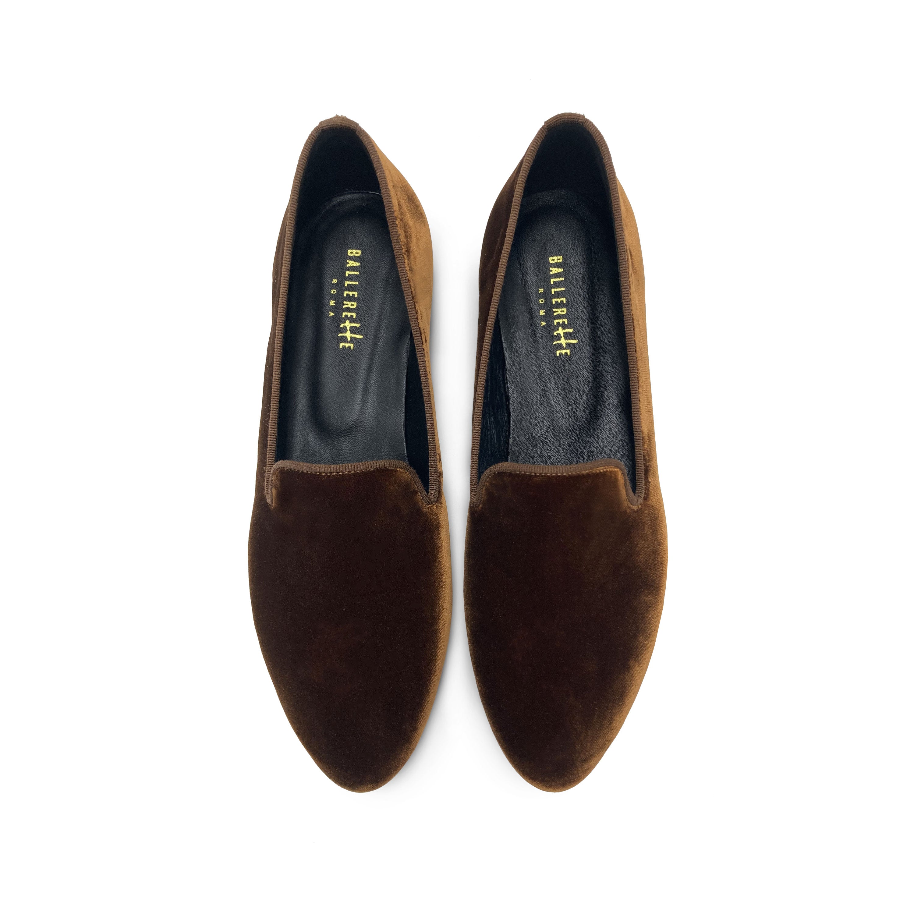 Brown velvet women's loafers