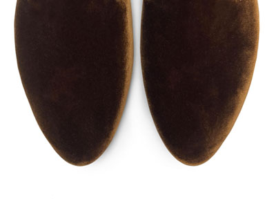 Brown velvet women's loafers