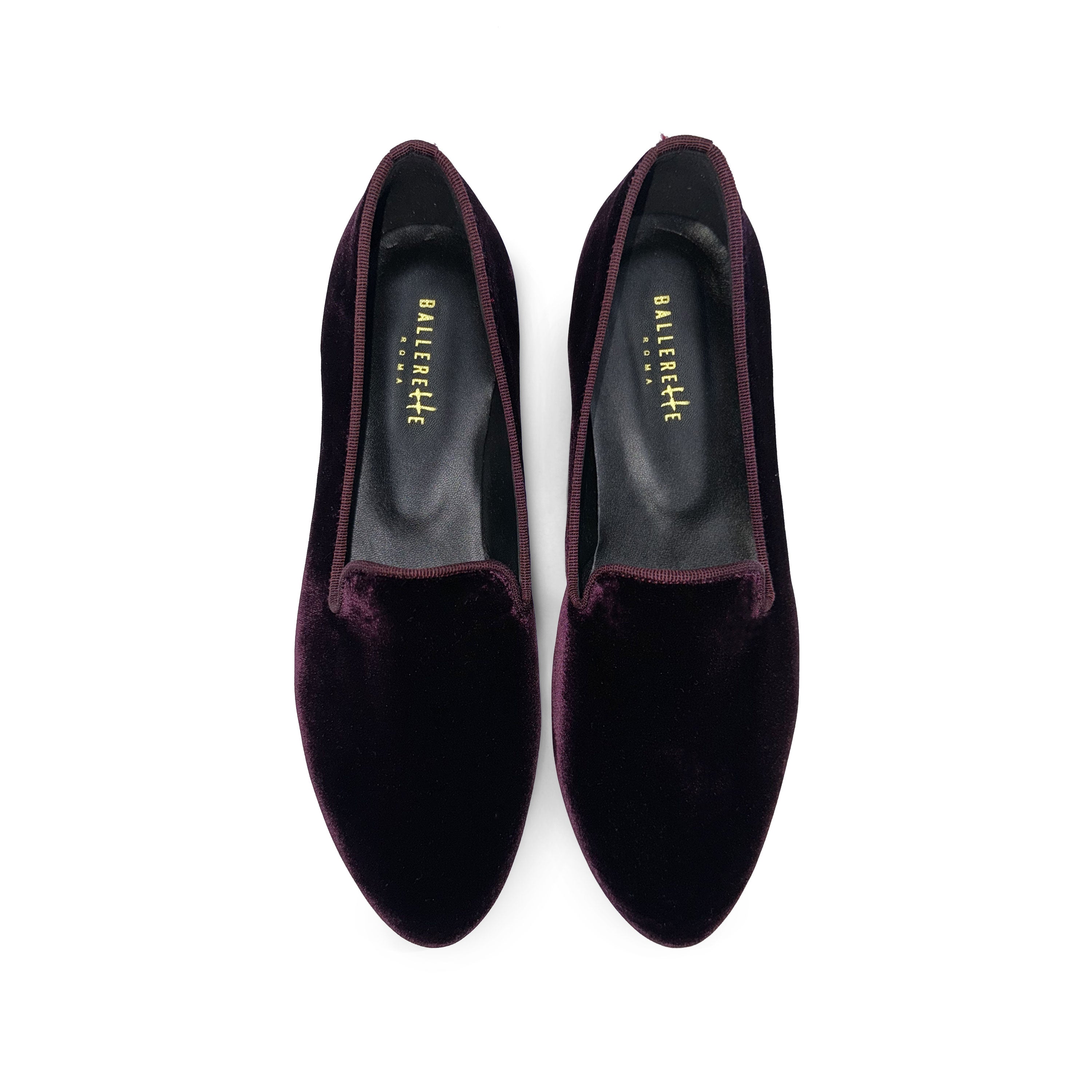 Burgundy velvet women loafers