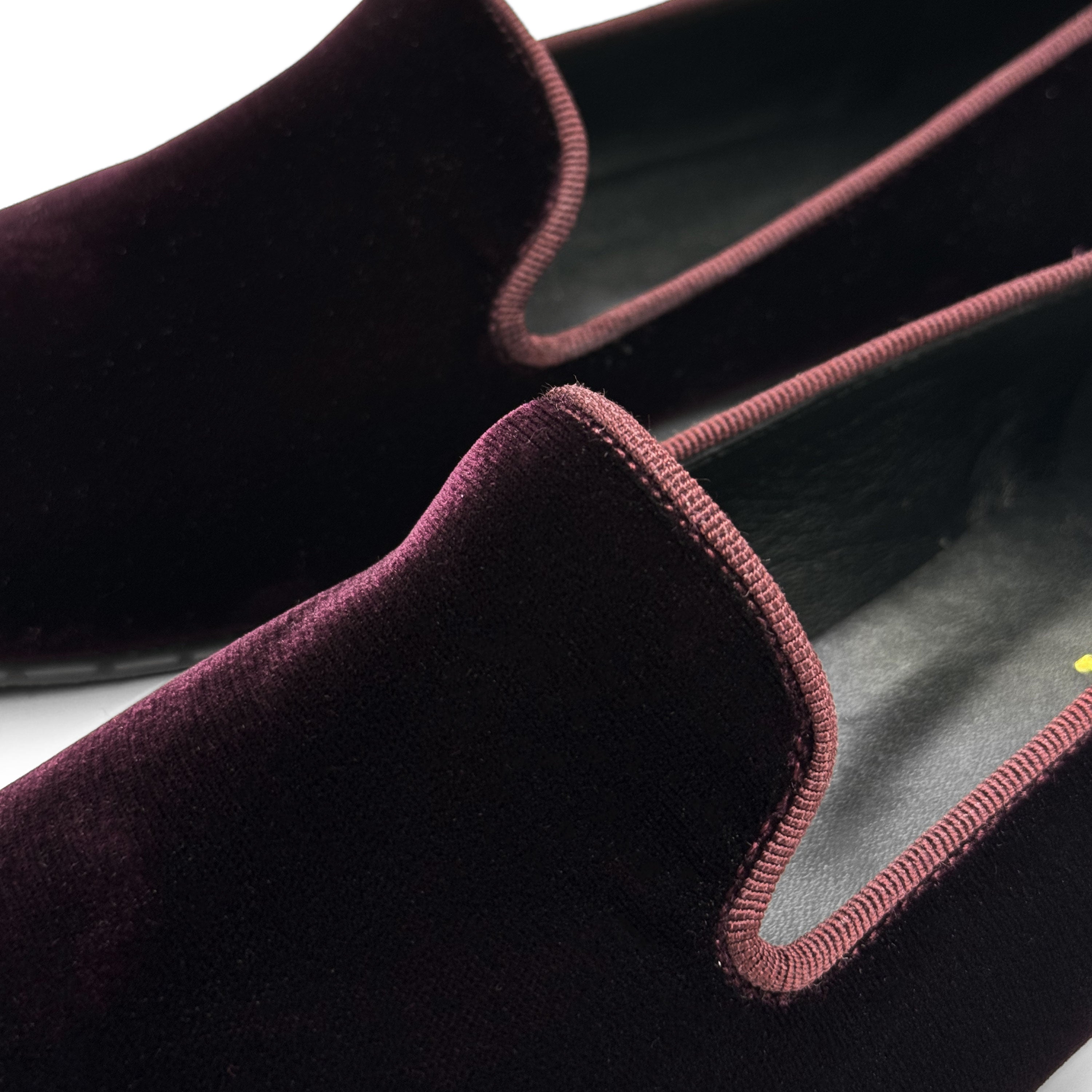 Burgundy velvet women loafers