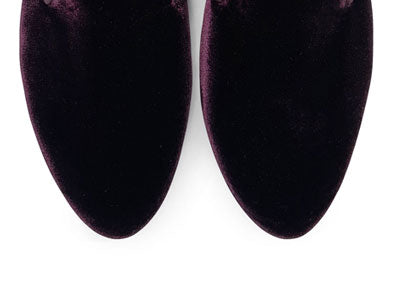 Burgundy velvet women loafers