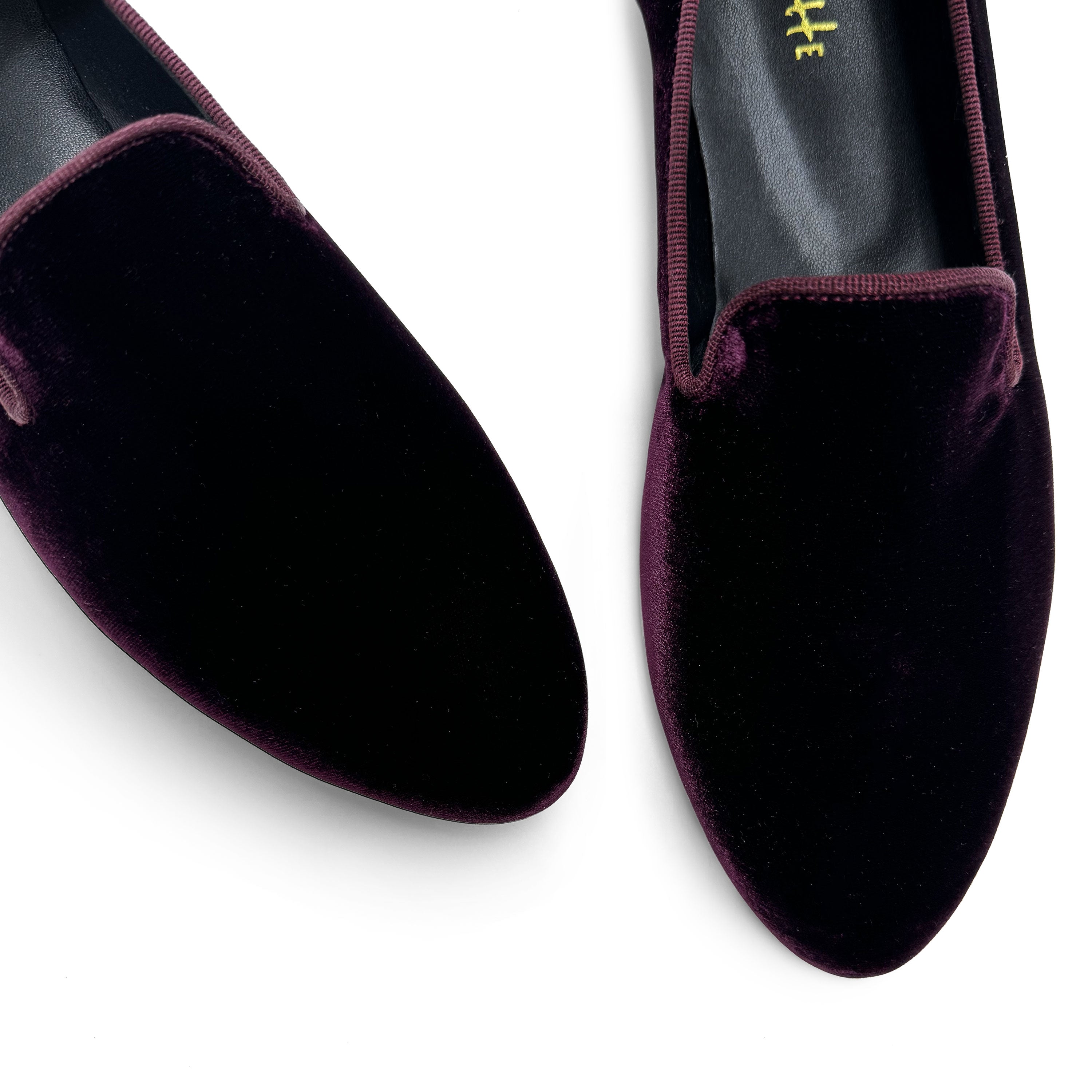 Burgundy velvet women loafers