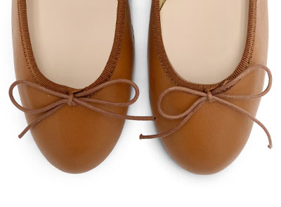 Tan leather ballet flats with heel