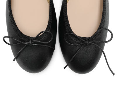 Black leather ballet flats with heel