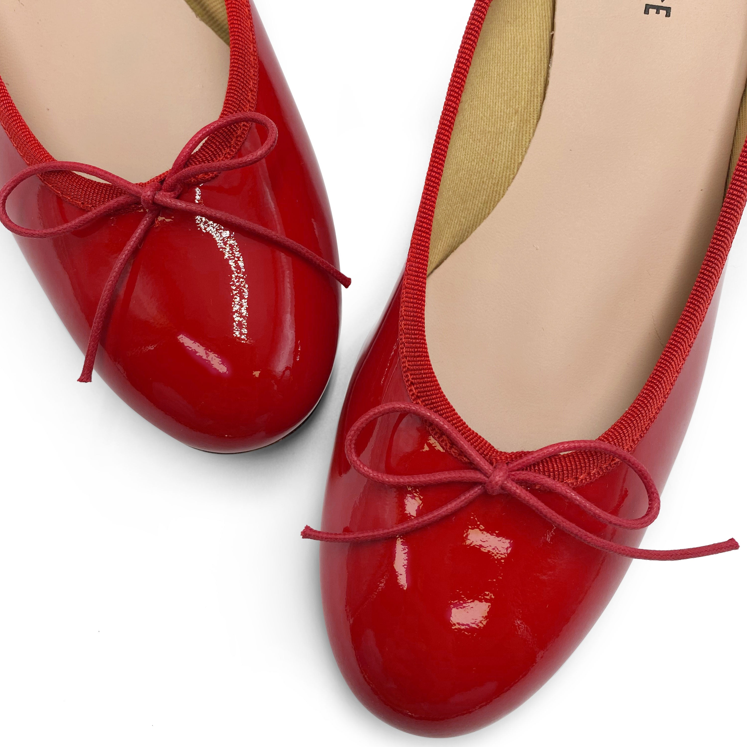 Red Patent Leather Ballet Flats with Heel 39