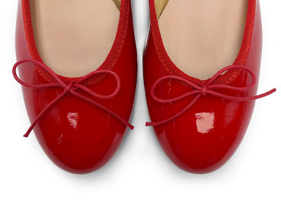 Red Patent Leather Ballet Flats with Heel 39