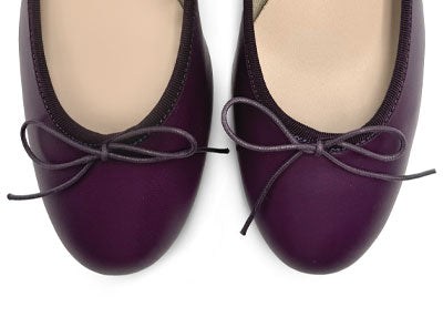 Purple leather ballet flats with heel