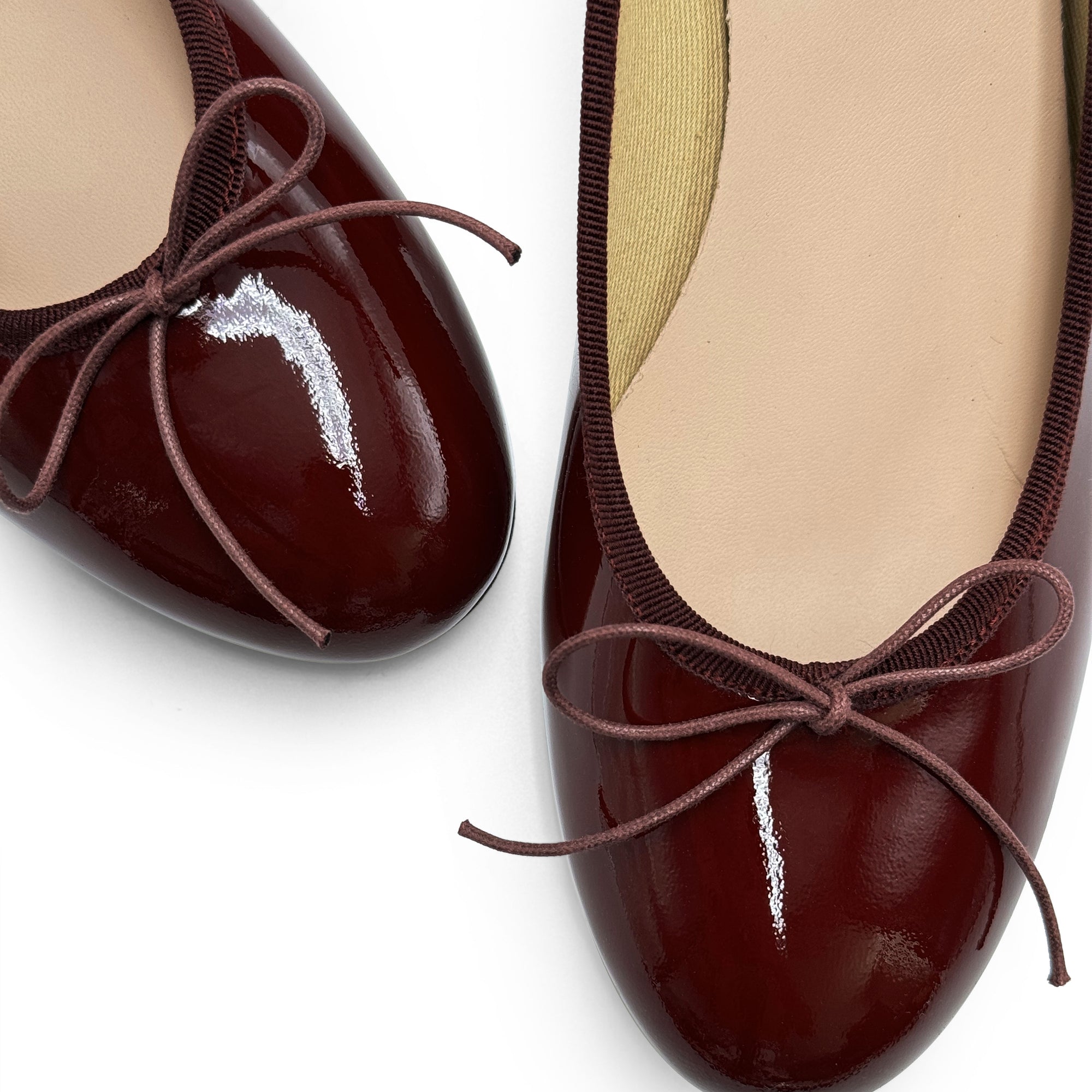Cherry Red Bow Faux Patent Leather Ballet Flats