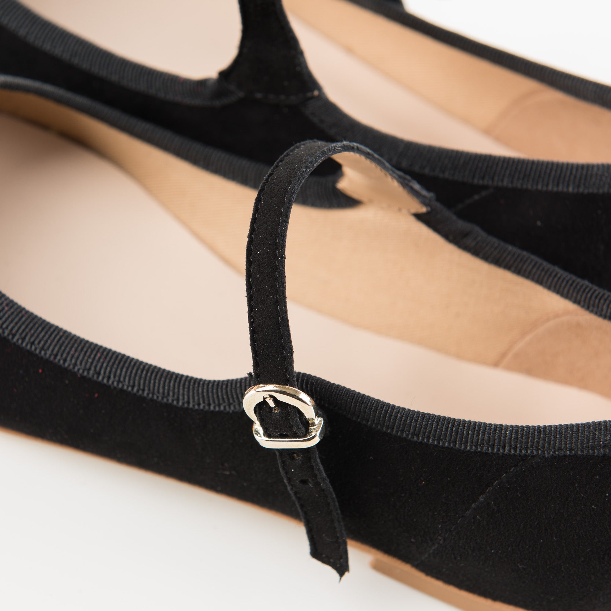 Black pointed toe suede ballet flats