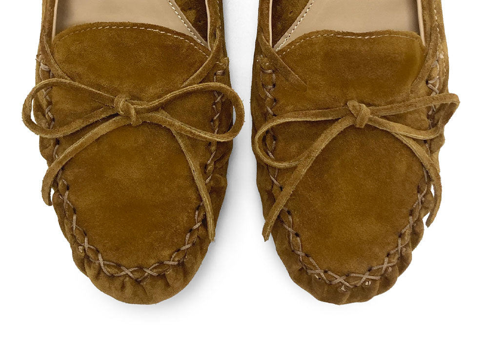 Women’s olive green suede mocassins