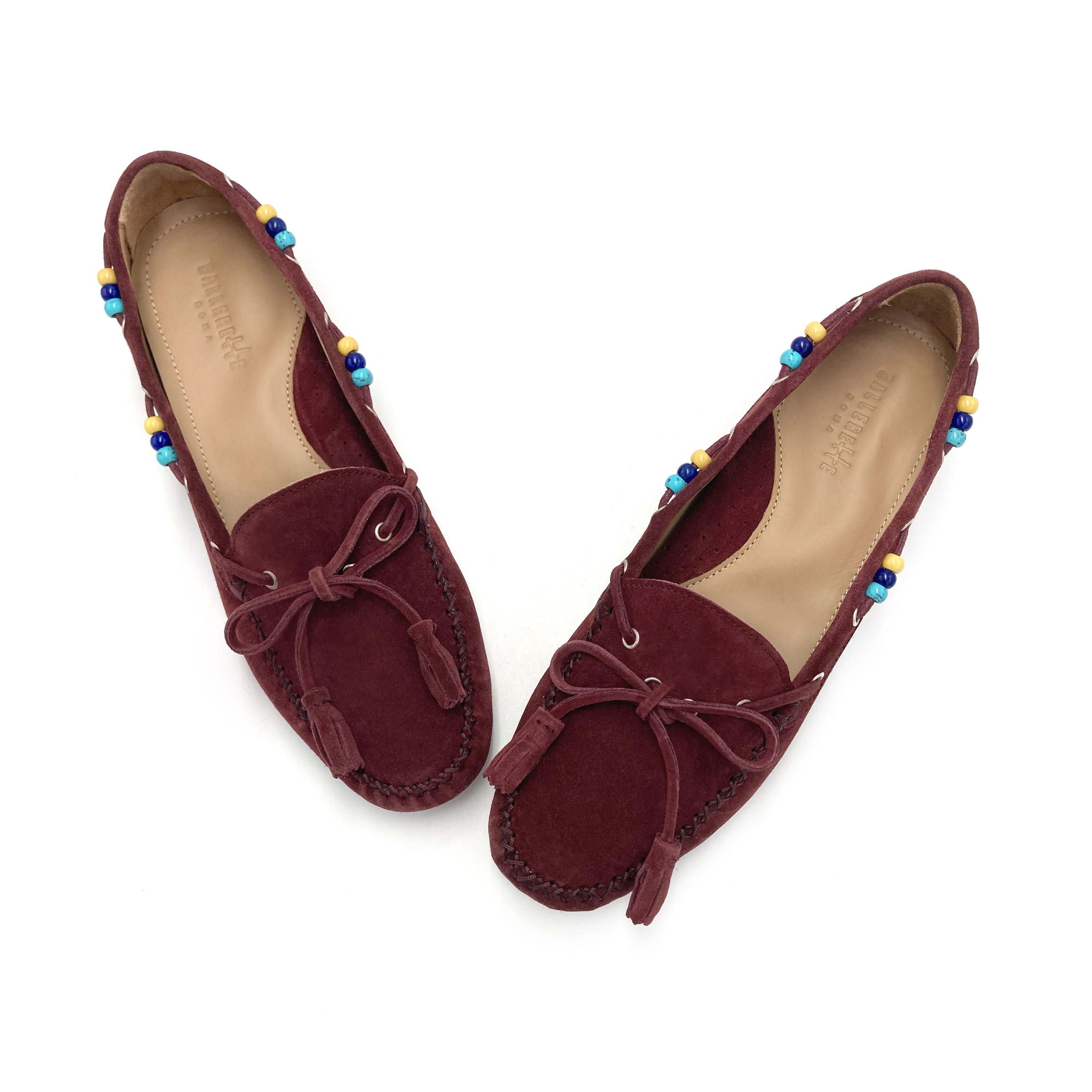 Women’s plum purple moccasins with beads