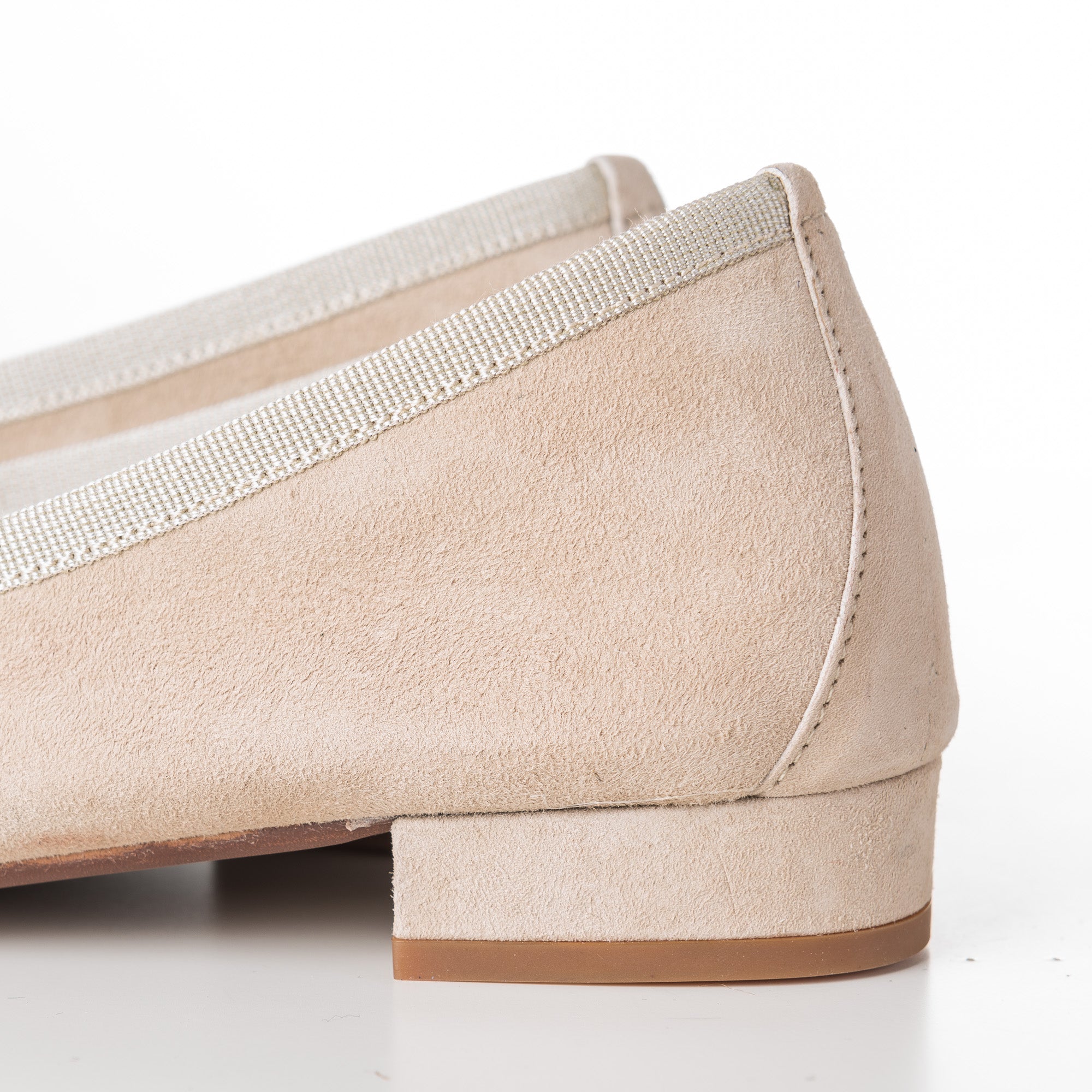 Beige Suede Pointed Toe Ballet Flats