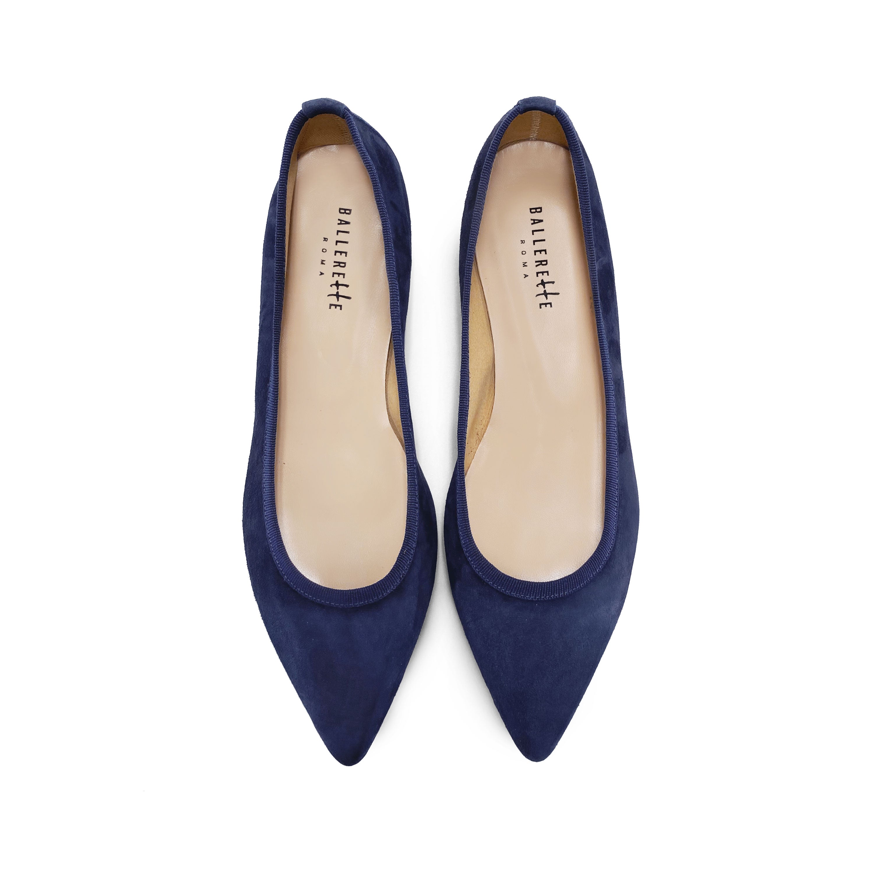 Blue pointed toe ballet flats