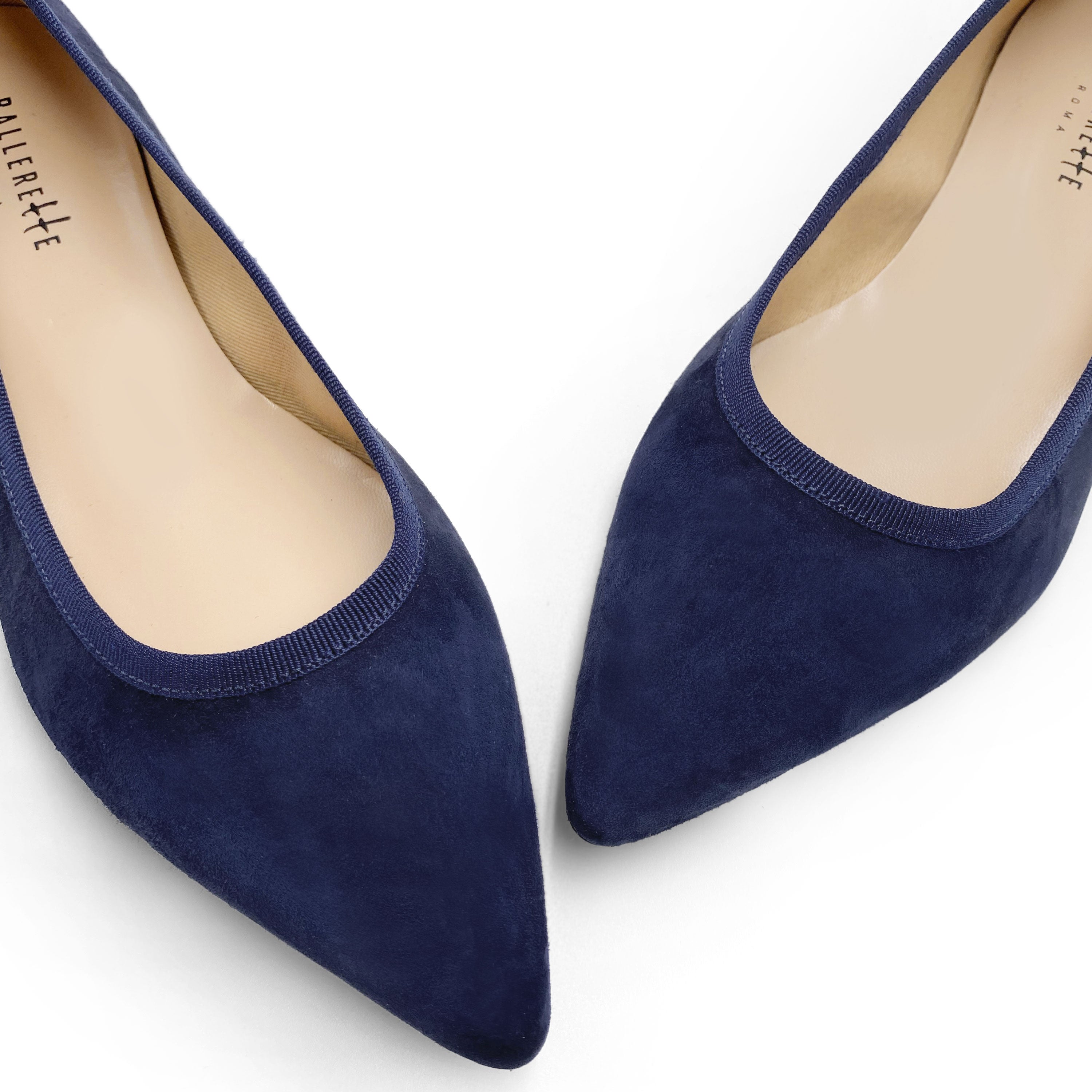 Blue pointed toe ballet flats